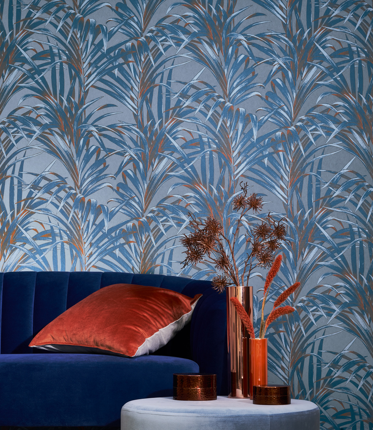 Papier peint Feuillages Fougères bleu cuivre - 1930 de Casadéco | Réf. MNCT28926404