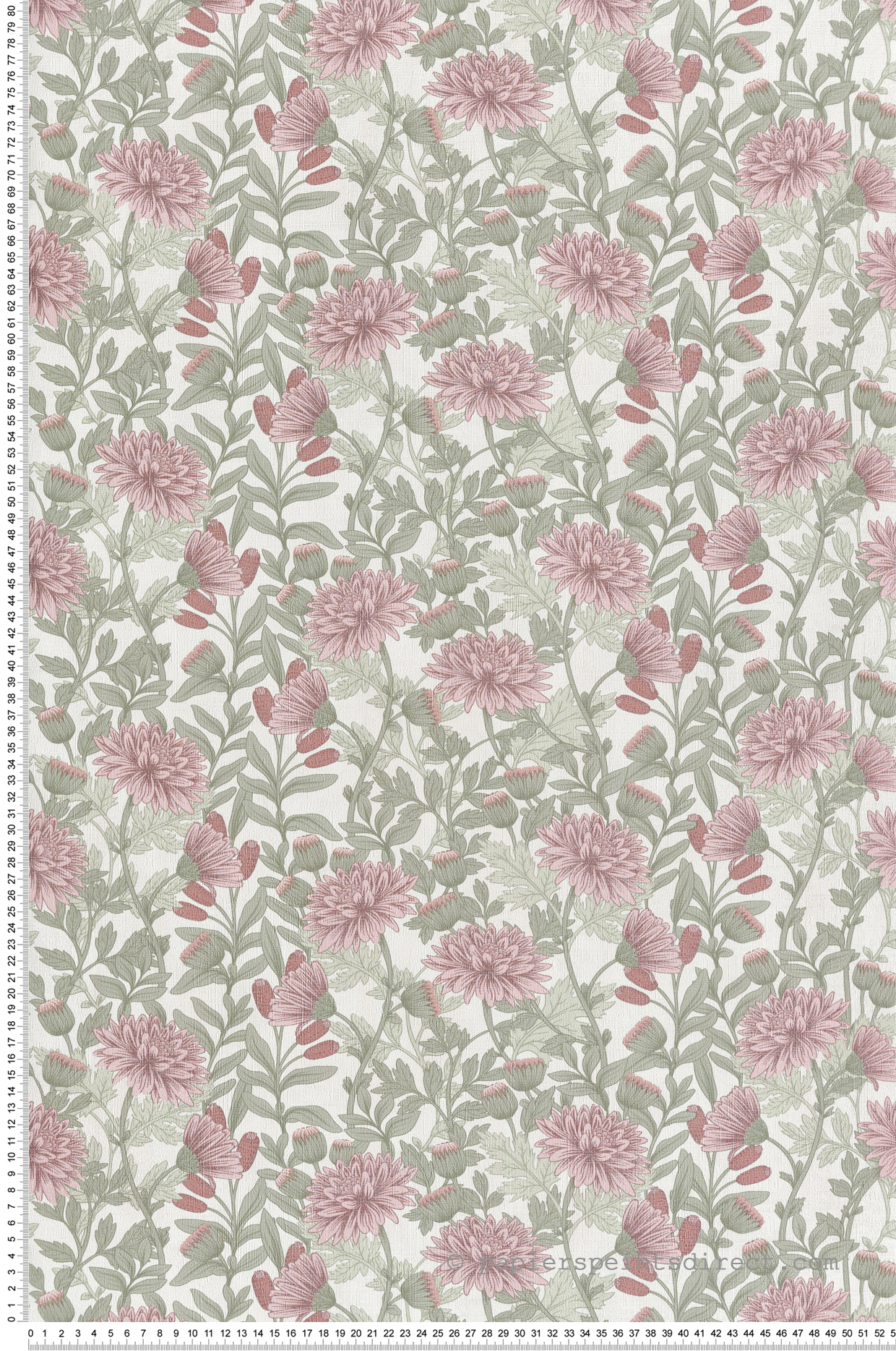 Papier Peint Fleur Oeillets rose vert - Flora d'Ugépa | Réf. UGP-M88203