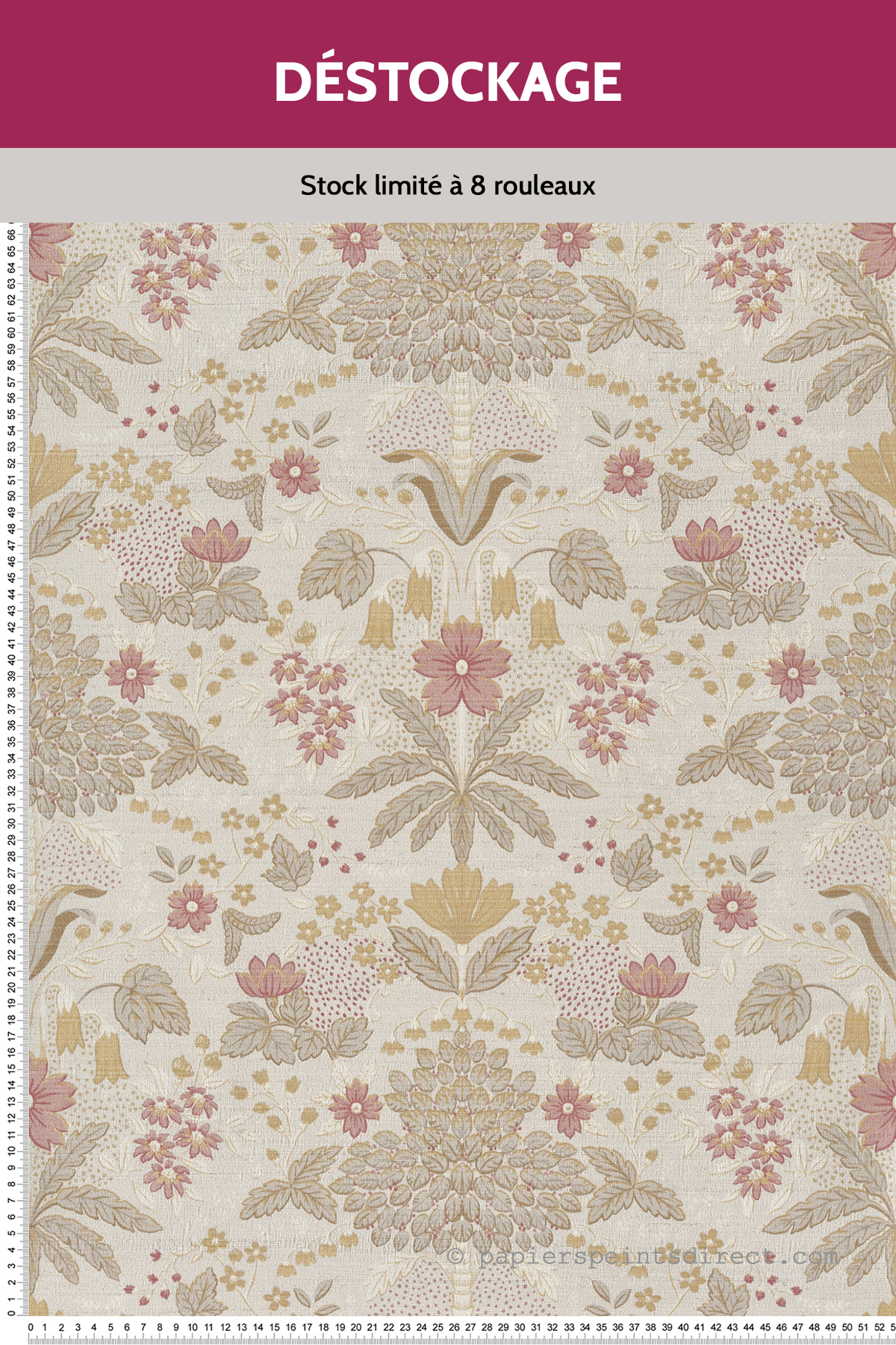 Papier peint Destockage - Feuillage et Fleur Gris - Bali