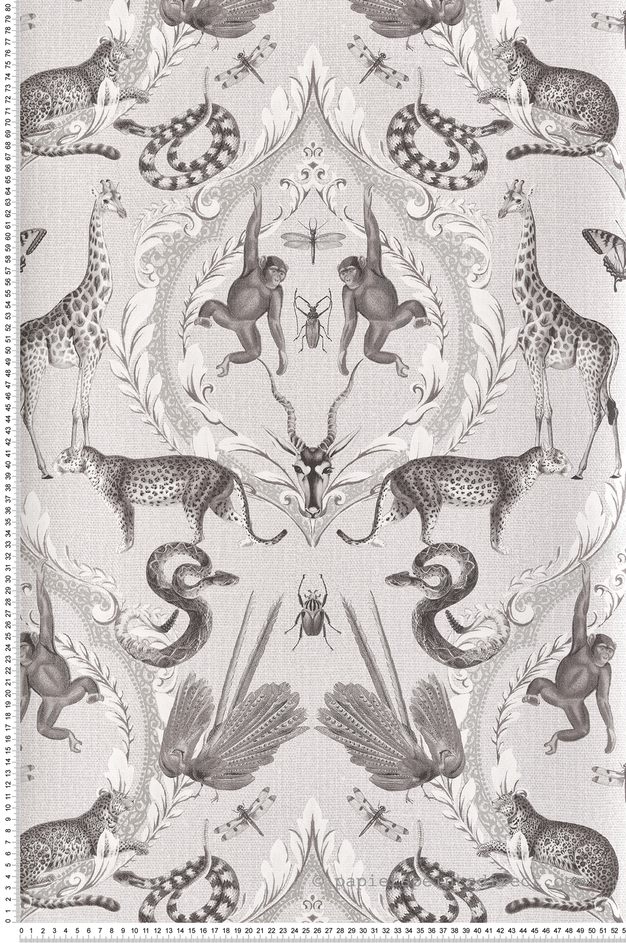 Papier peint Arabesque et Animaux gris - Bamako de Lutèce | Réf. LTC-G78310