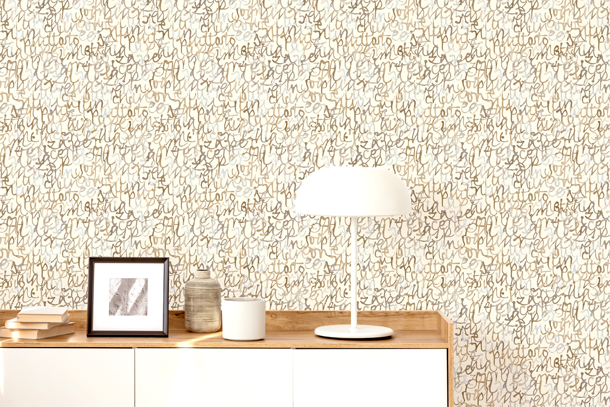 Papier peint Ecriture Lettres gris taupe bleu - Boca Chica de Montecolino | Réf. MC-SO27073