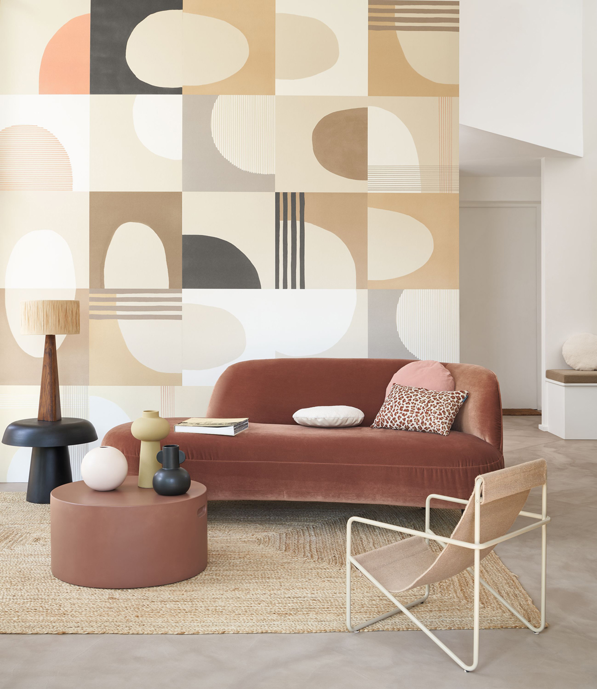 Papier peint Pop Art Graphique beige camel - Milano Sixties de Casadéco | Réf. MISI89371331