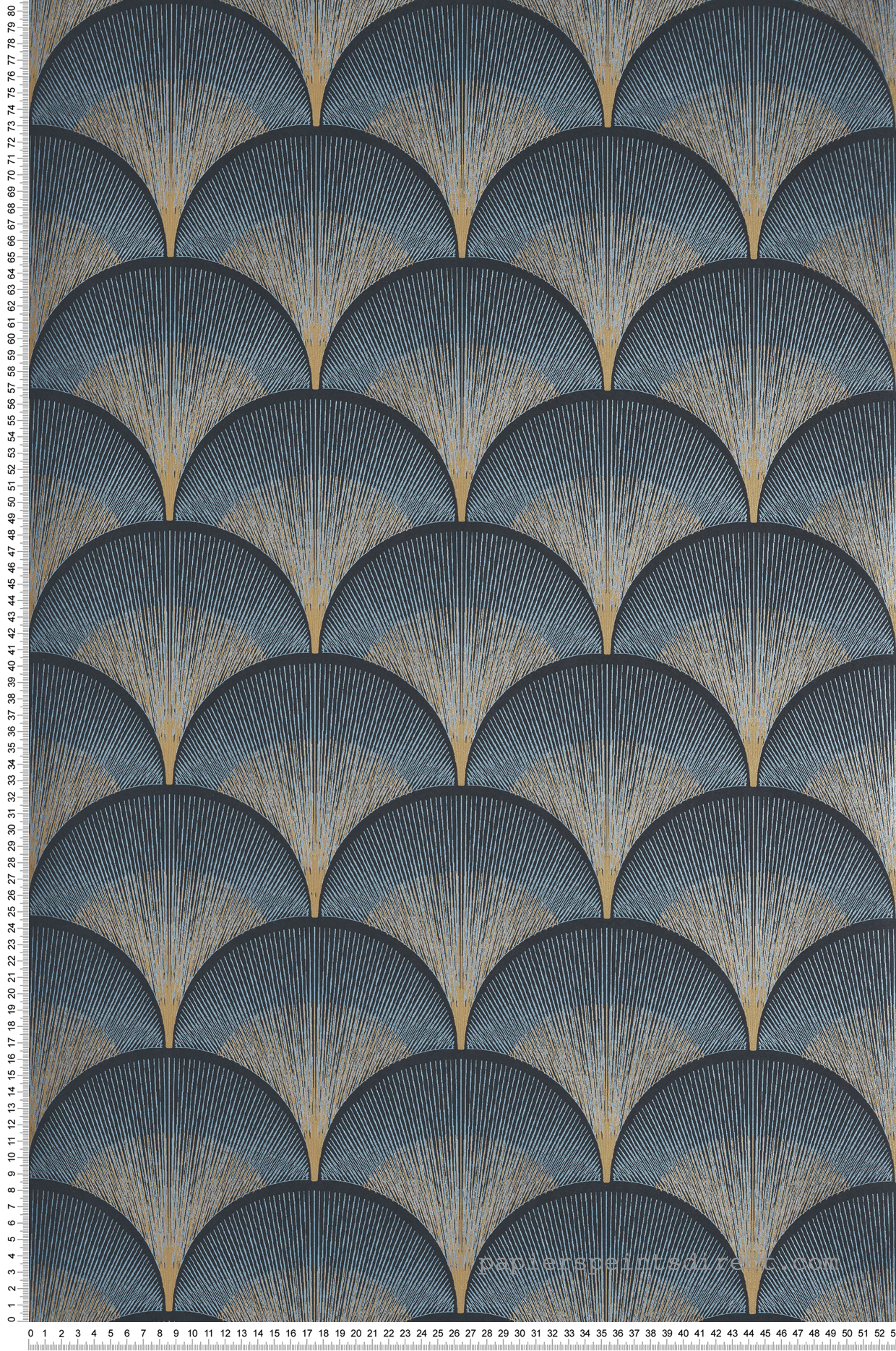 Papier peint Plume de Paon Broadway bleu nuit doré - Twenties de Casadéco | Réf. TWNT88666404