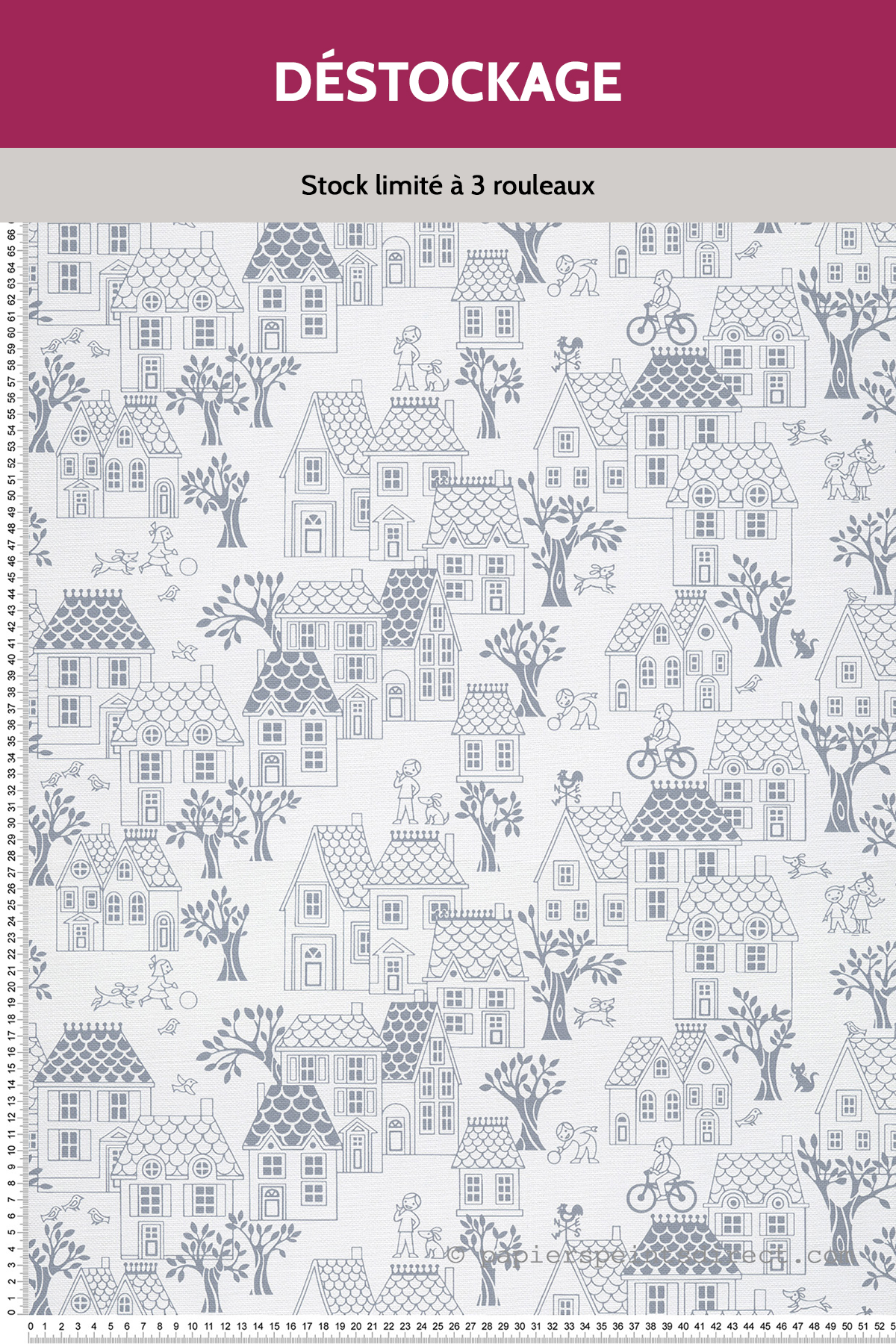 Papier peint Destockage - Enfant Village gris ardoise - Jack N Rose 2