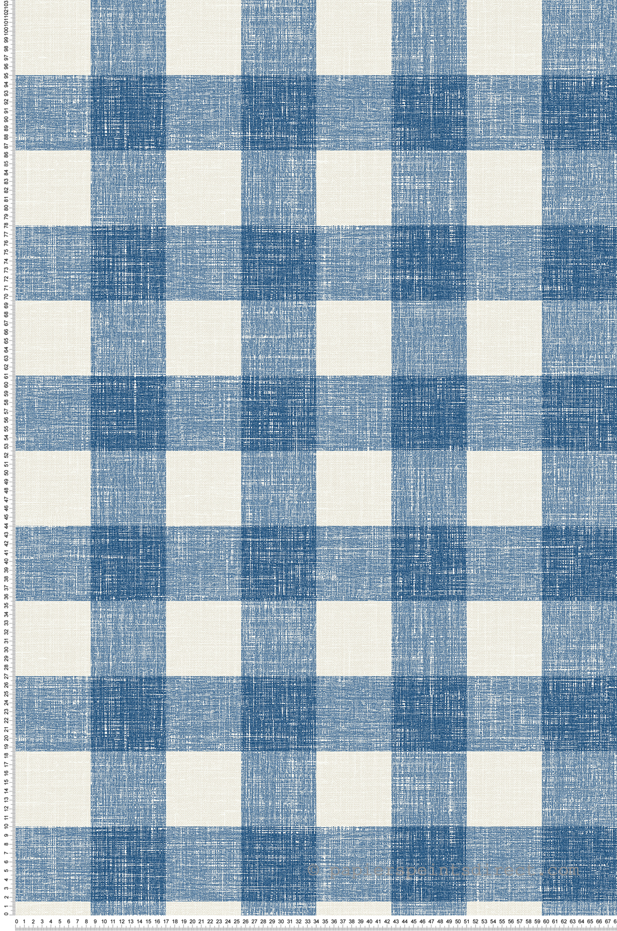 Papier peint Vichy Grand Carreau bleu écru - French Country d'Initiales | Réf. INI-FC62302