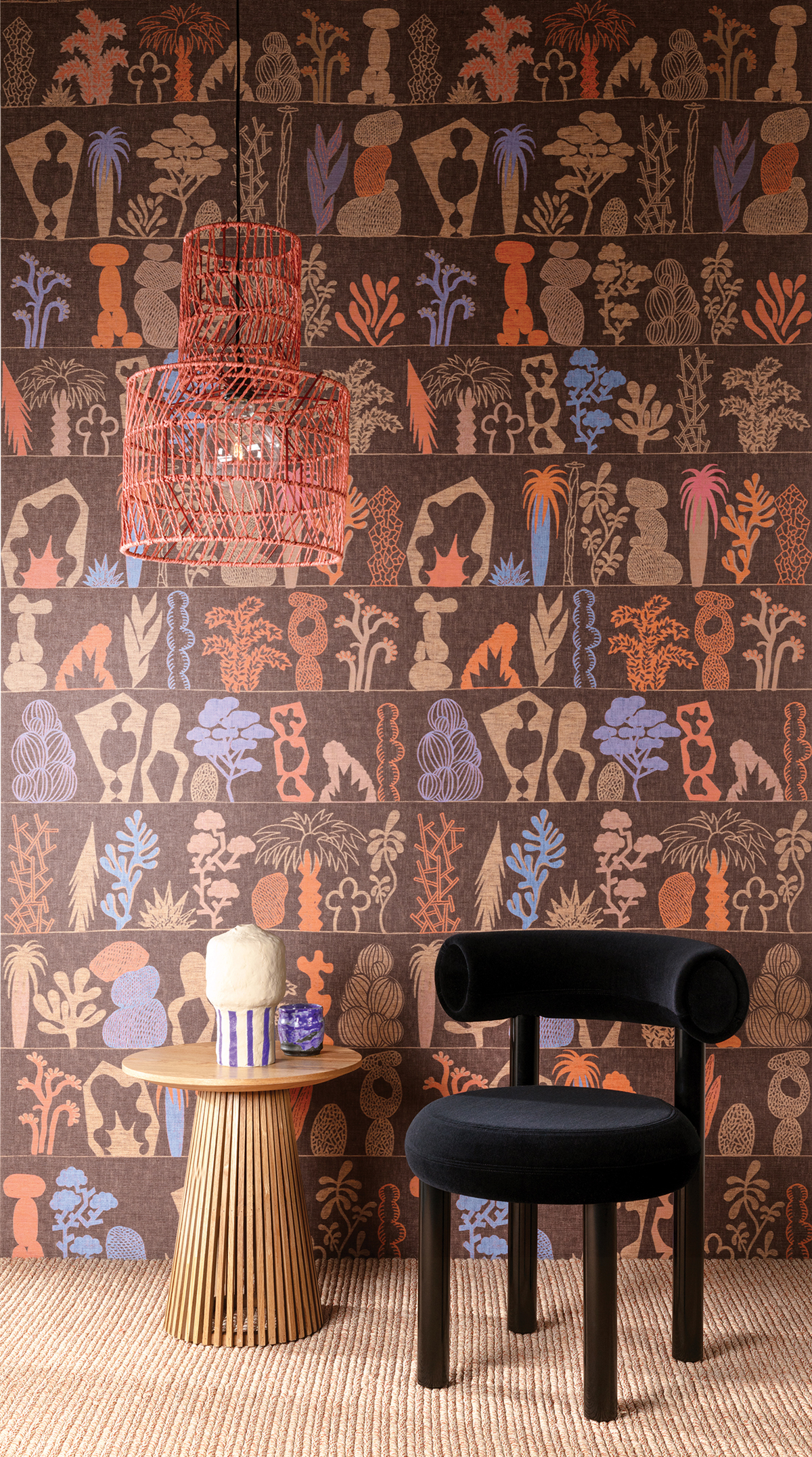 Papier peint panoramique Ethnique Gaudia parme brique - A H260 - Joy de Masureel | Réf. MAS-DGJOY2031-260