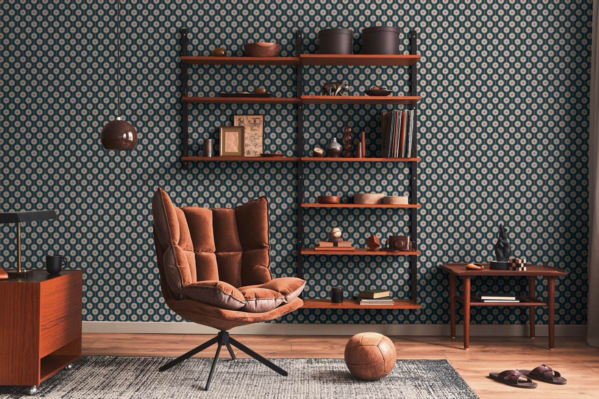 Papier peint Rond Art Déco rose bleu - Retro Chic d'A.S. Création | Réf. AS-395371