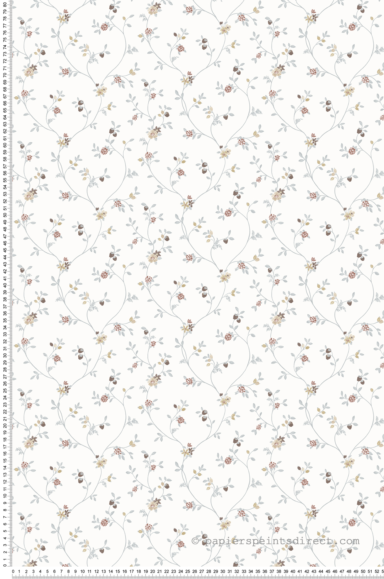 Papier peint Fruit Fleur Liberty jaune noir bleu - My Little Cottage de Montecolino | Réf. MC-M12331