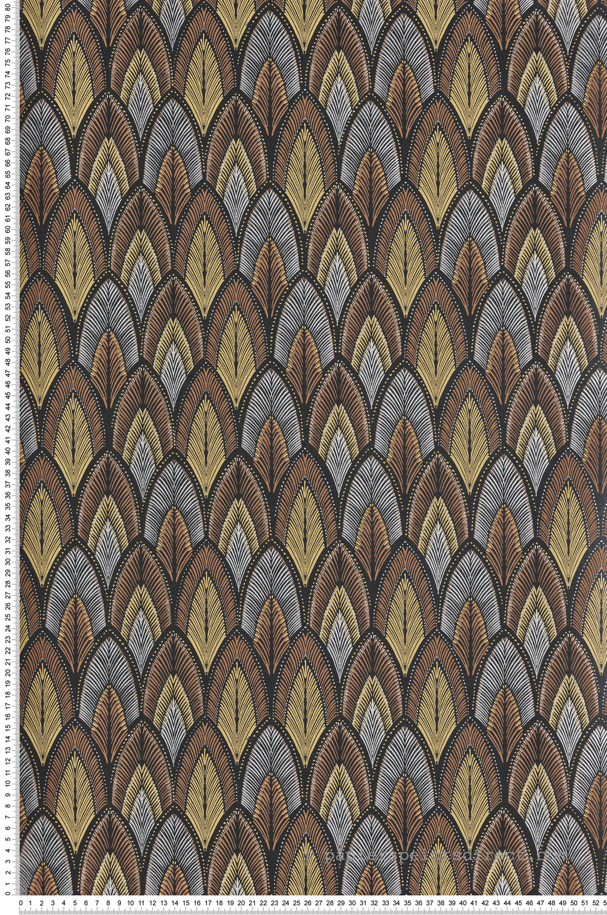 Papier peint Feuille Art Déco Dabu ocre argenté - Summer de Masureel | Réf. MAS-SUM402