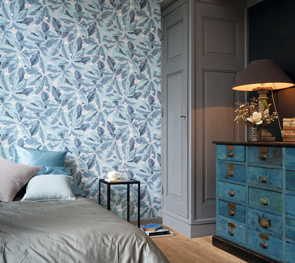 Papier peint Feuilles Greenery turquoise - Five o'clock de Casadeco | AMB Réf. FOCL85796203