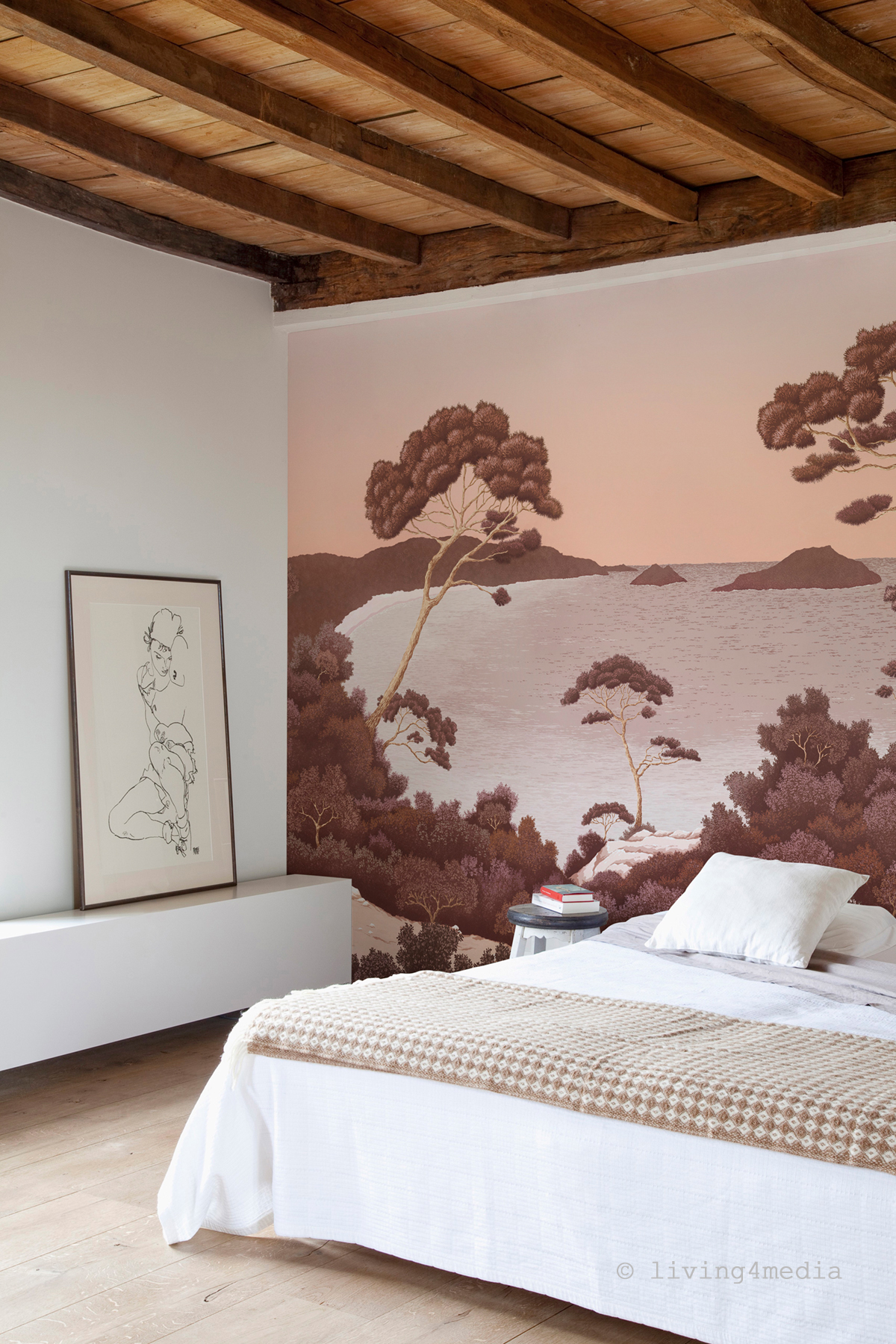 Papier peint panoramique Paysage Marin Port-Cros Bois de Rose A+B+C+D - 1/2/3/4/5/6/7/8/9/10/11/12 - Isidore Leroy