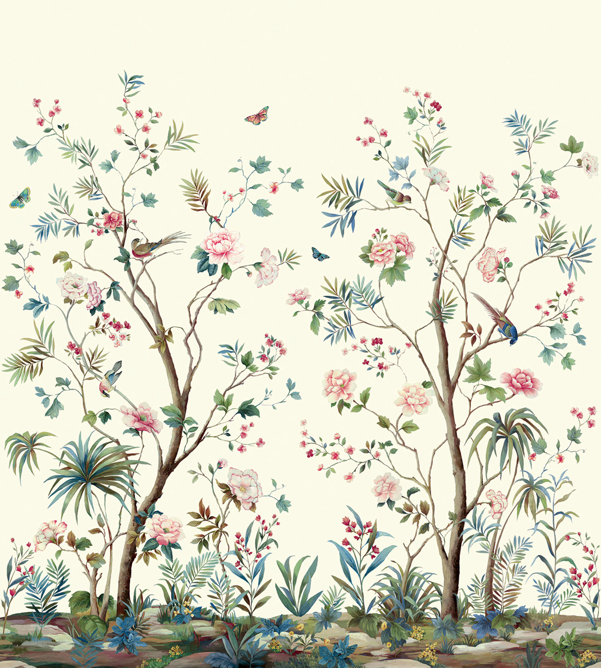 Papier peint panoramique Jardin de Charleston beige - Daisy Bennett d'Initiales | Réf. INI-DB31400M