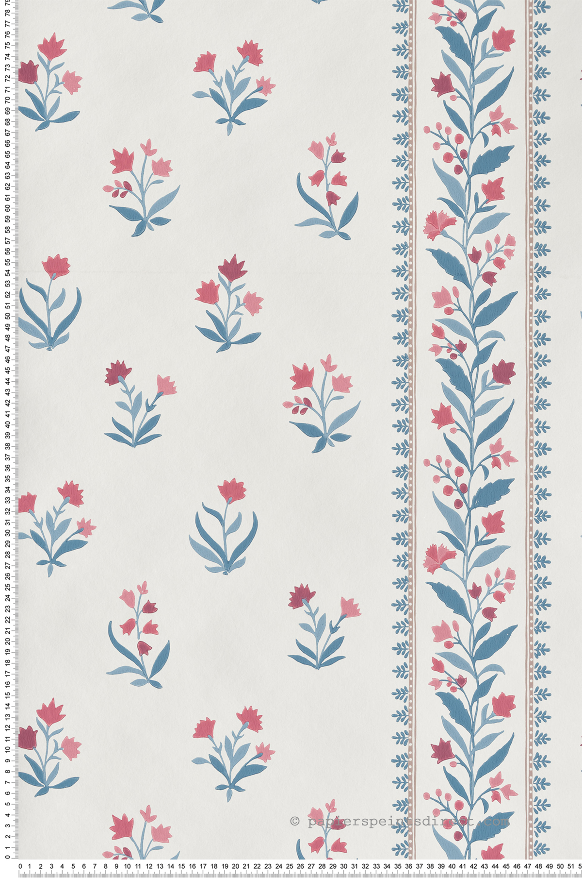 Papier peint Fleur Classique Petit Dapuri bleu - Signature de Nina Campbell | Réf. OSB-NCW4493-01