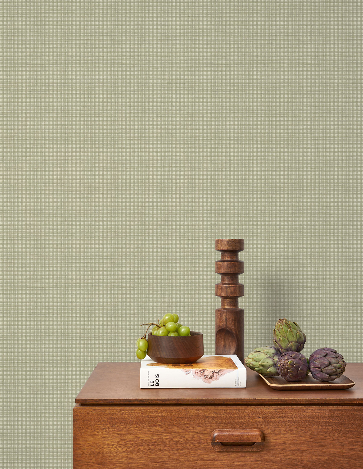 Papier peint Vichy Délicat Jude vert amande - Carnaby Street de Casadéco | Réf. CARN200552090