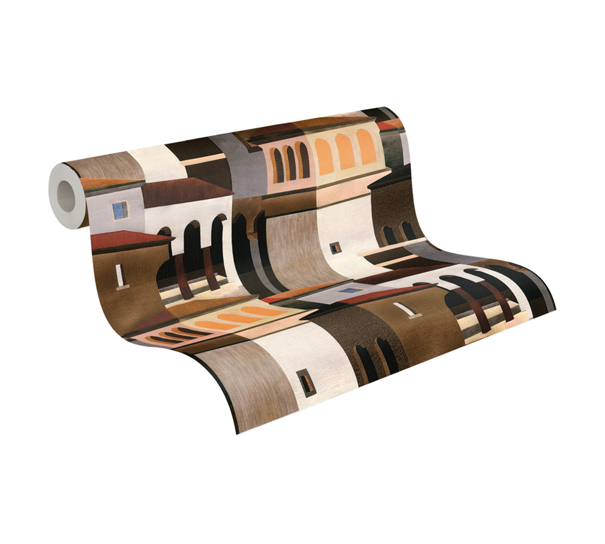 Papier peint 3D Façades Méditérranée brun - Pintwalls 3 d'A.S. Création ROLL | Réf. AS-791871