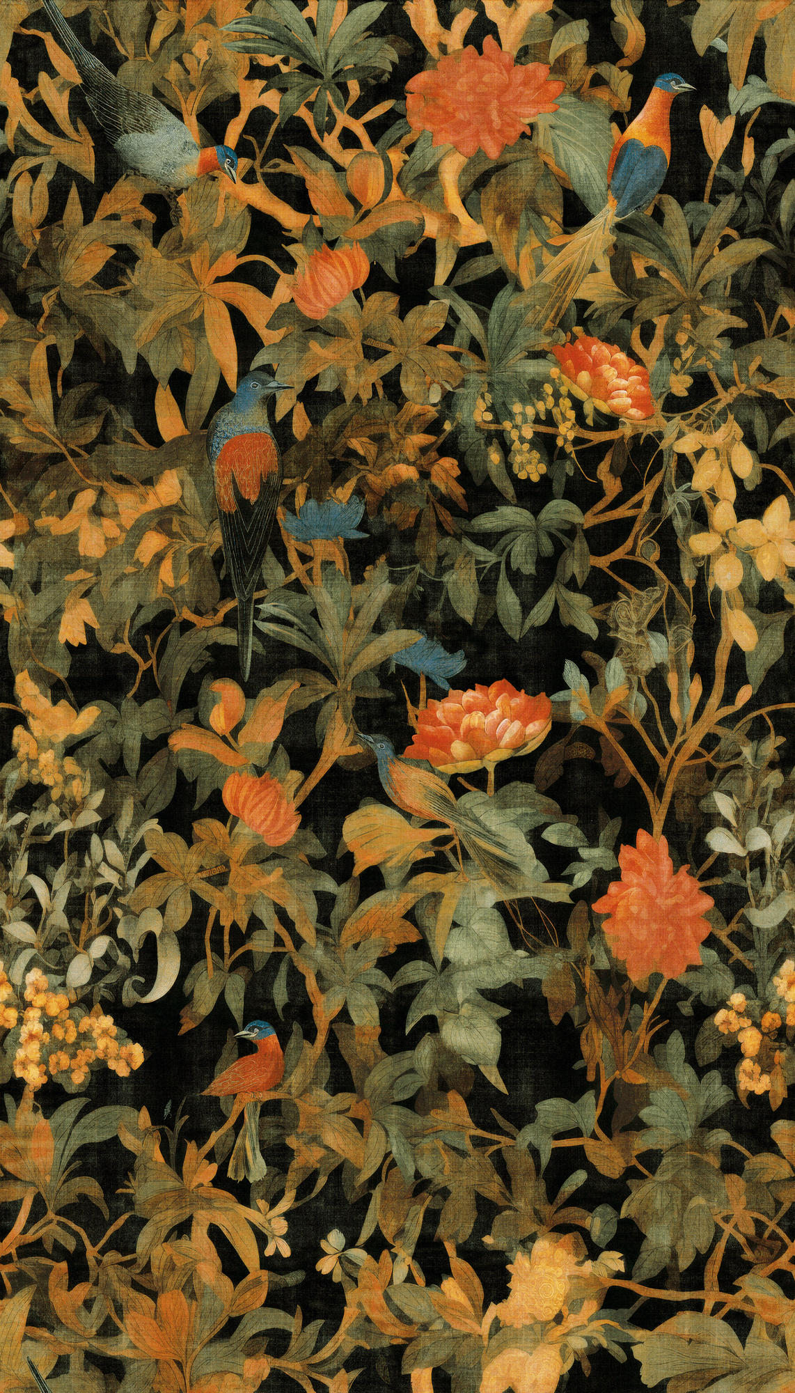 Papier peint Panoramique Fleur Oiseau Vintage - Jade 2 d'A.S. Création | Réf. AS-397071