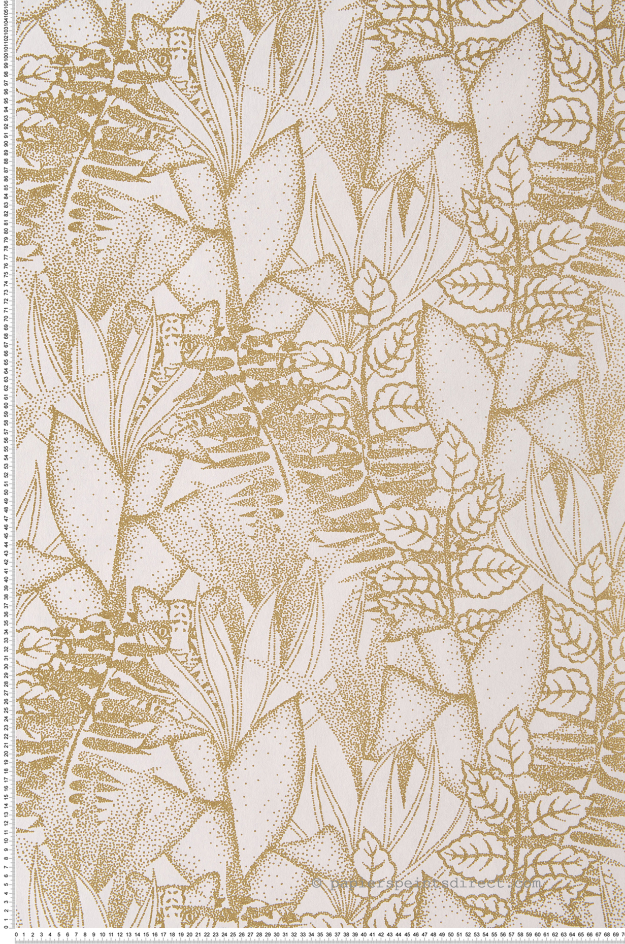 Papier peint Feuillage Altaica doré blanc - Orphée de Casamance | Réf. CAS-74710610