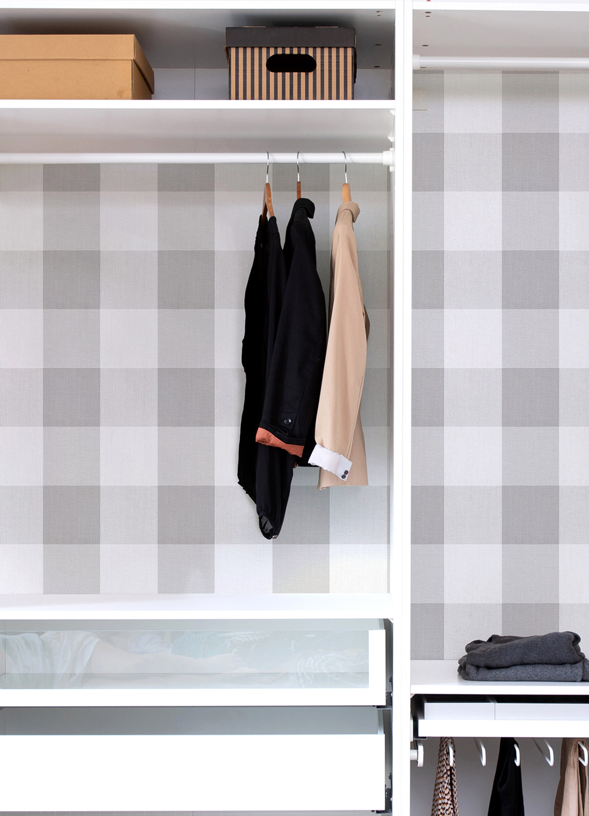 Papier peint adhésif Vichy Carreaux Plaid gris - Les Adhésifs de Lutèce AMB3| Réf. LTC-NU3671