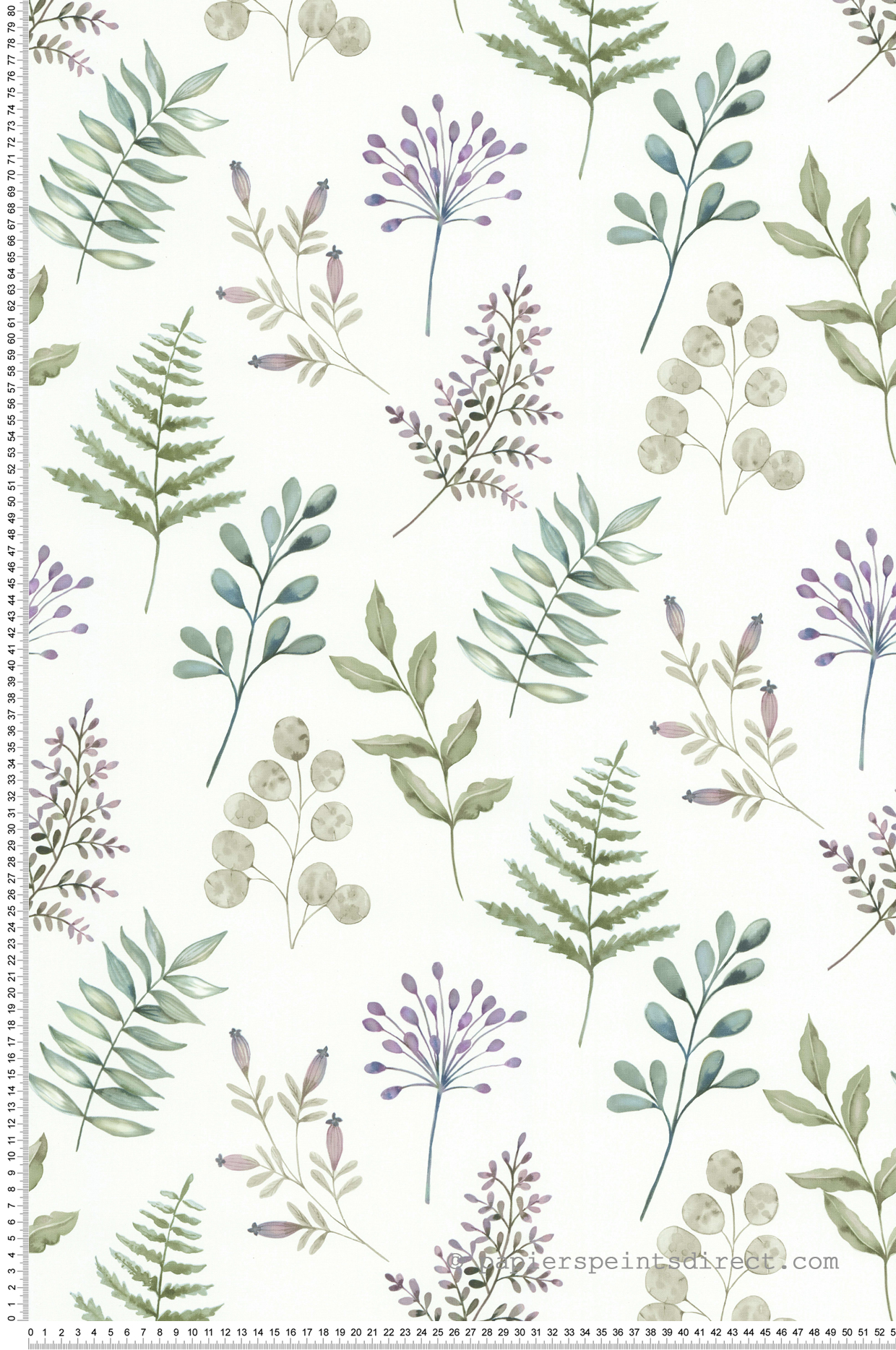 Papier peint Herbier Feuille vert mauve - Séjours & Chambres de Lutèce | Réf. LTC-133294304