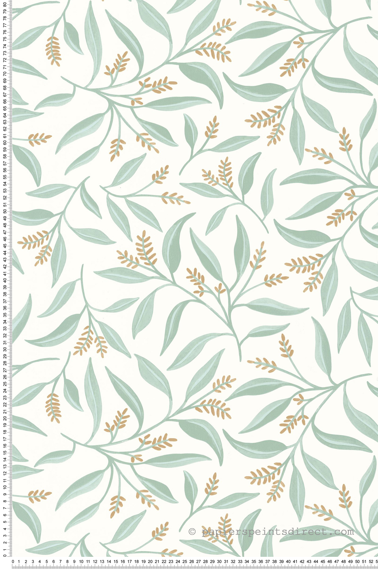 Papier peint Feuille Grasse vert d'eau blanc - Green & Co de Casélio | Réf. GCO103880748
