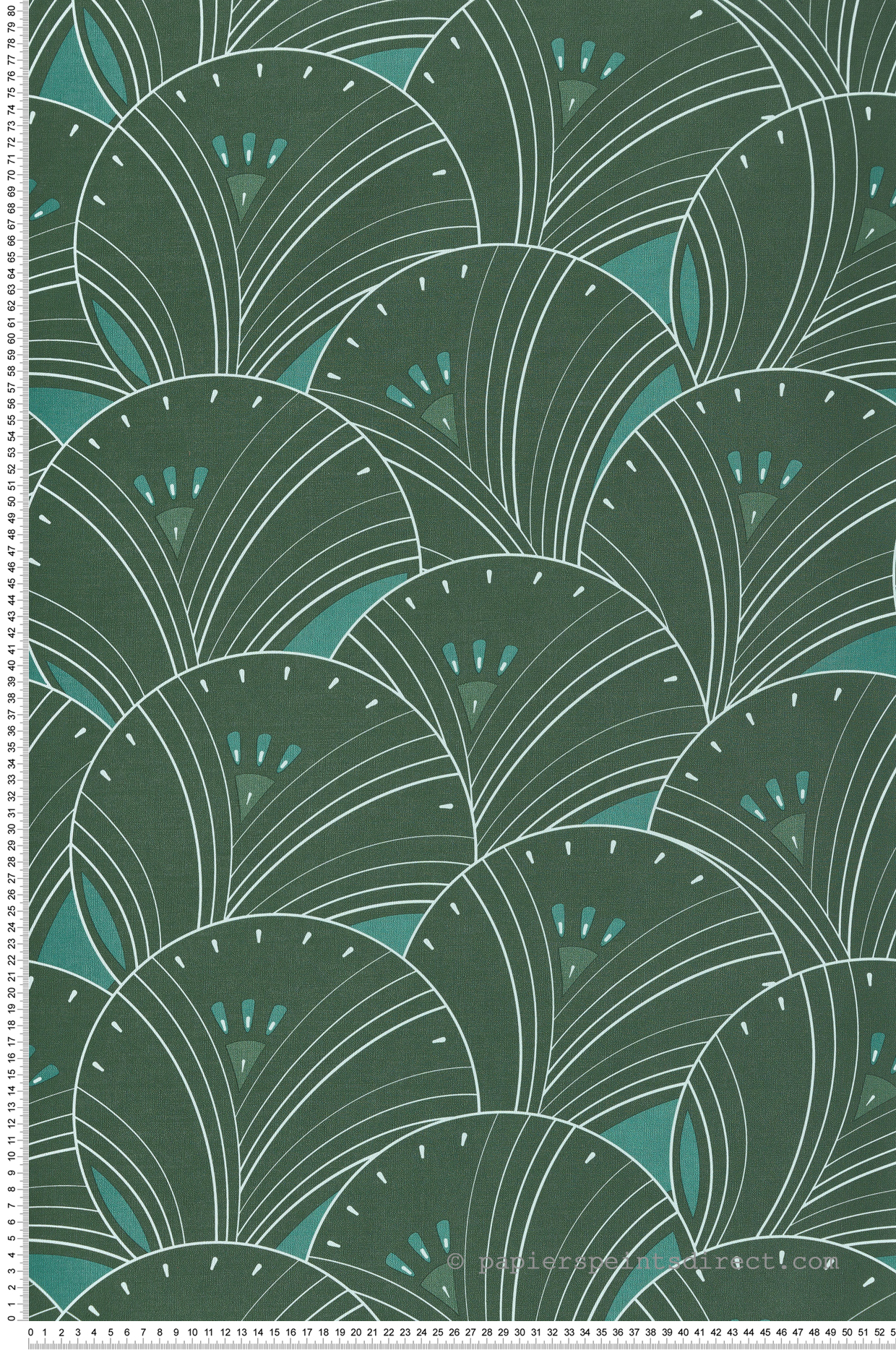 Papier peint Art Déco Léonie vert foncé - Villa Rosalie de Lutèce | Réf. LTC-51223814