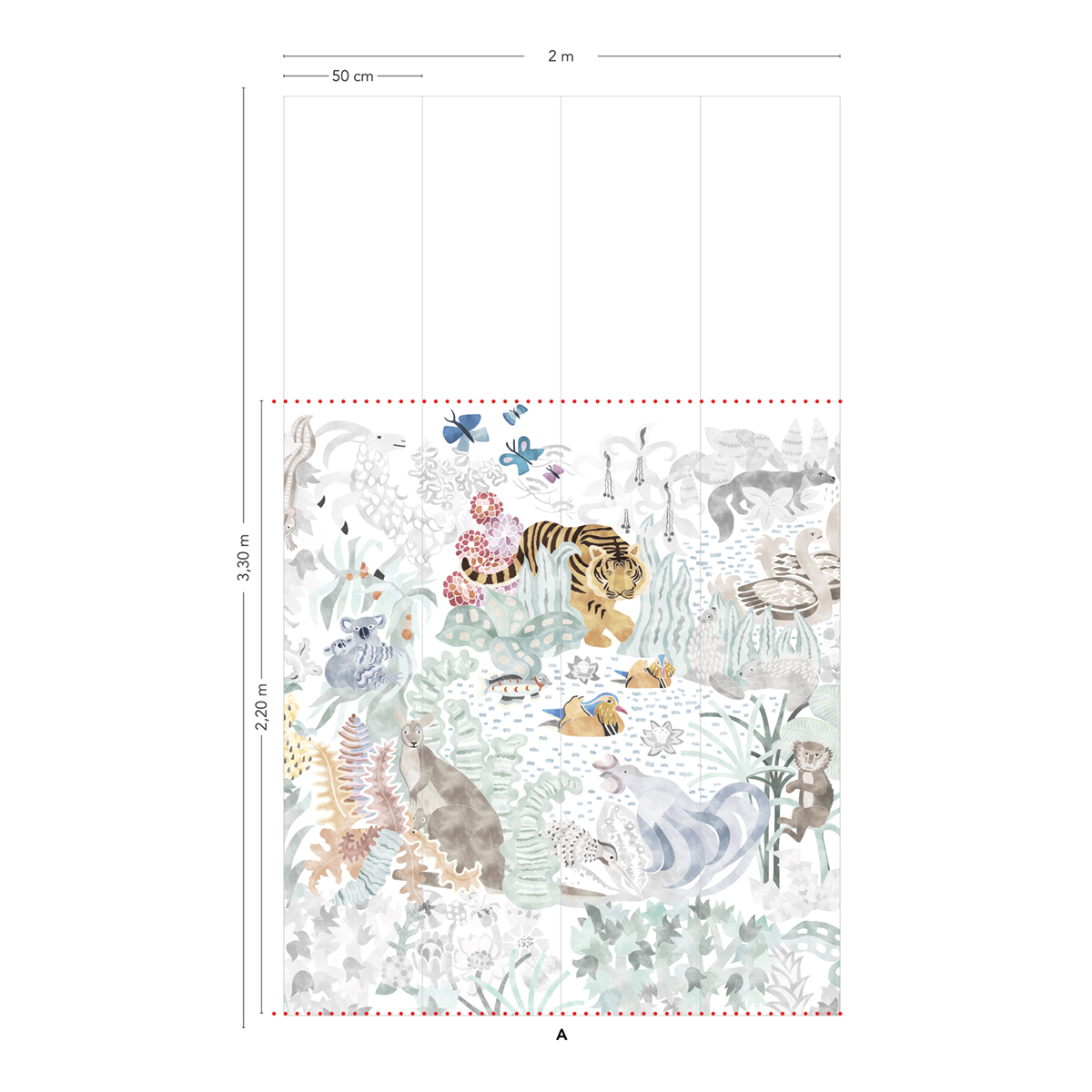 Papier peint panoramique Les 5 Continents Naturel A - 1/2/3/4 - Isidore Leroy