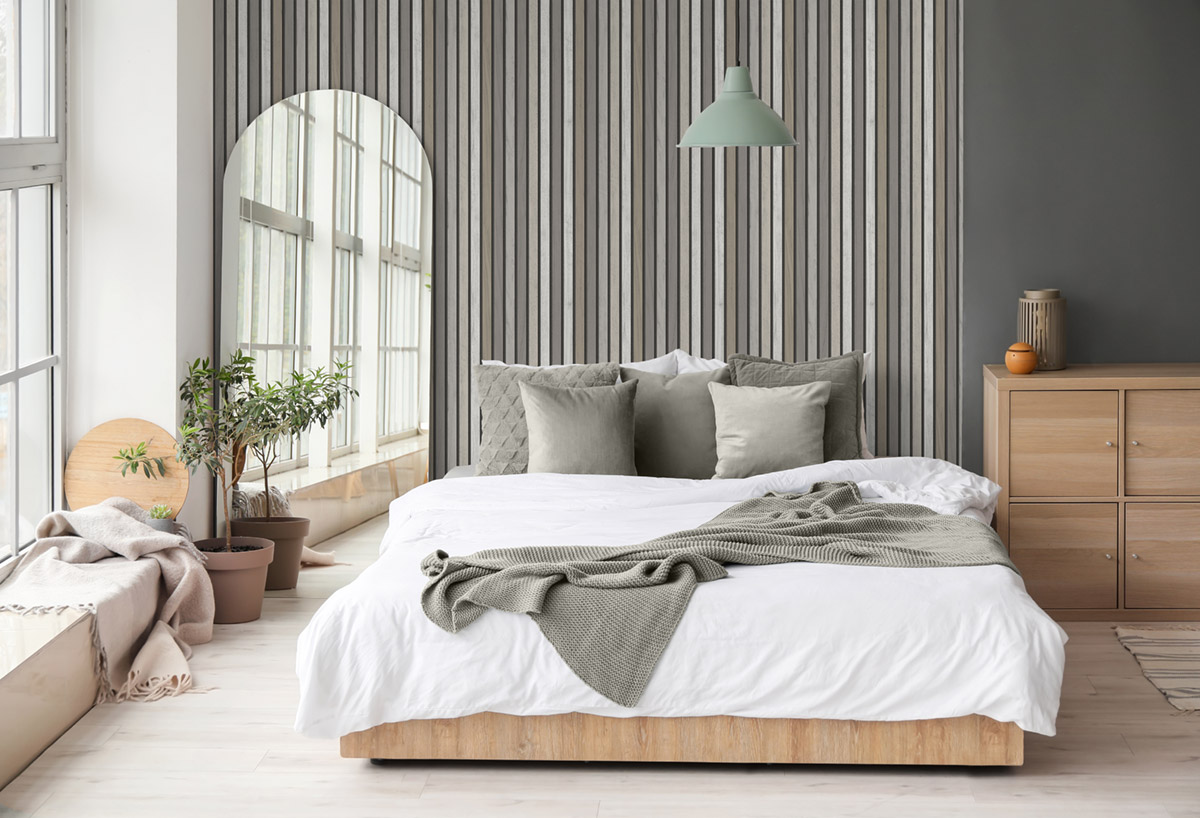 Papier Peint Tasseau Camaïeu Lames taupe - Illusion d'Ugépa | Réf. UGP-B31209