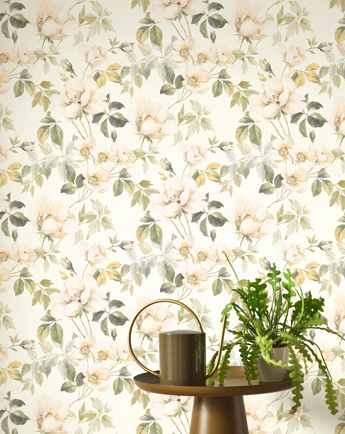 Papier peint Sous les Rosiers vert feuille - Le Beau Jardin de Casadéco | Réf. BJAR202537007
