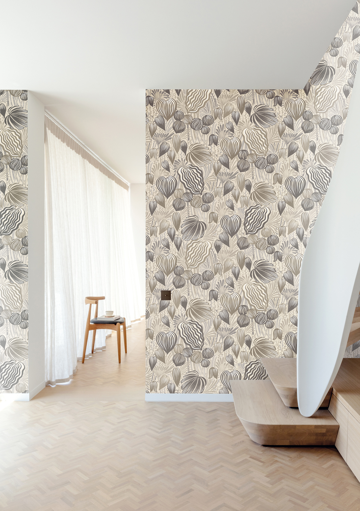 Papier peint panoramique Jungle Exotique Pomona beige lin - A H260 - Mysa de Masureel | Réf. MAS-DGYSA1011-260