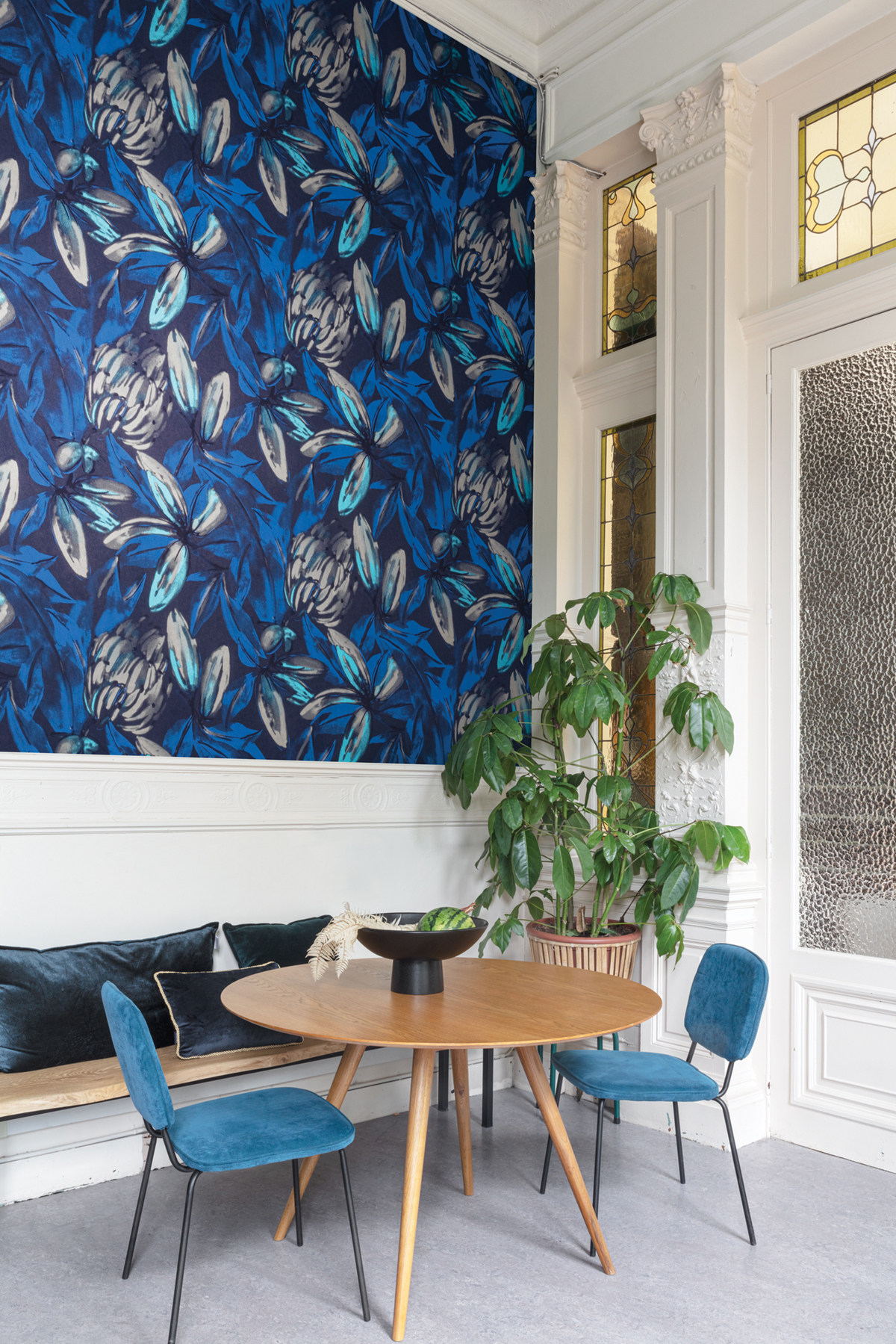 Papier peint Fruit Exotique Constanza indigo nacré - Havana de Masureel | Réf. MAS-HAV103