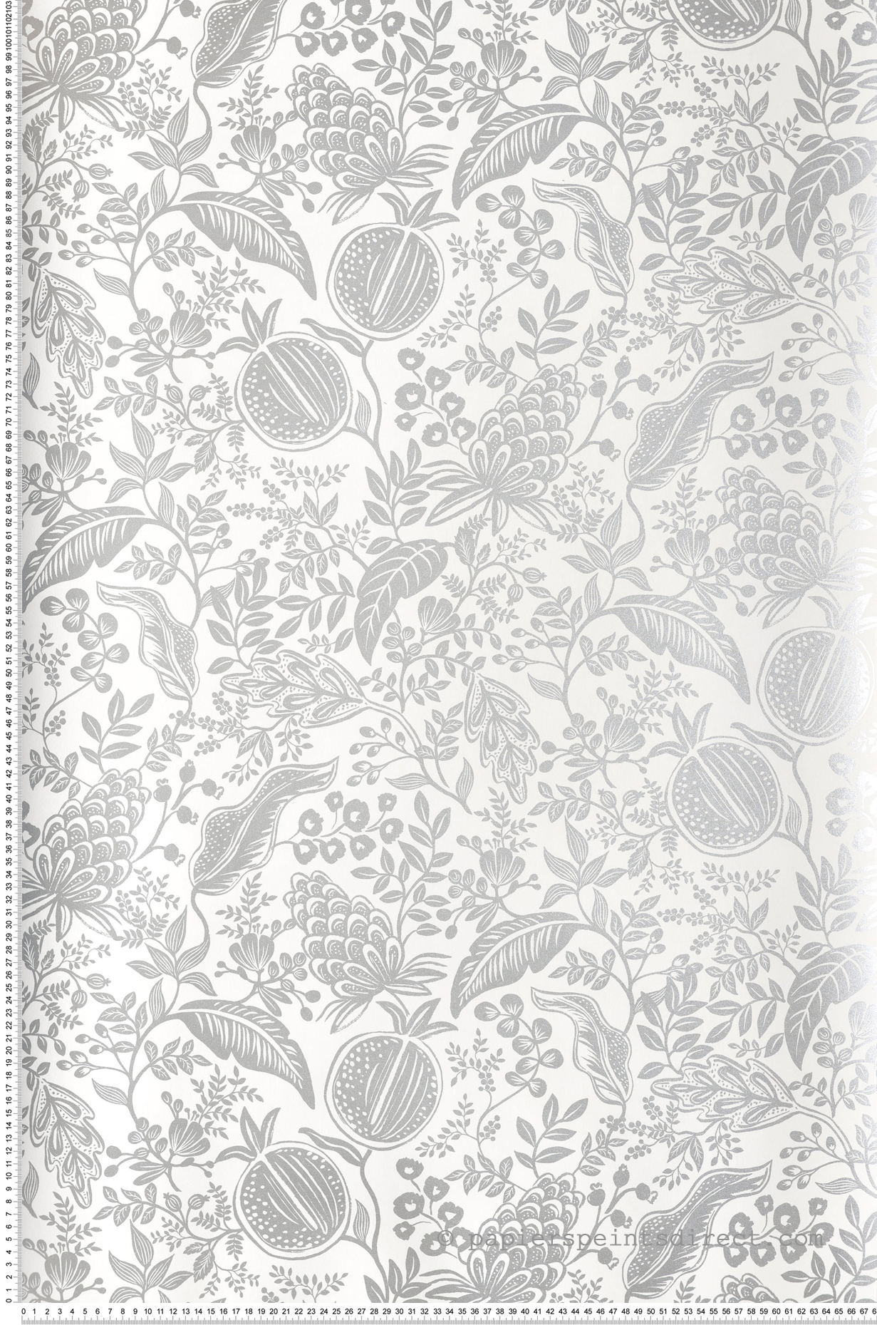 Papier peint Feuillage Grenade argenté - Rifle Paper Co. 2 de York (Initiales) | Réf. INI-RP7387