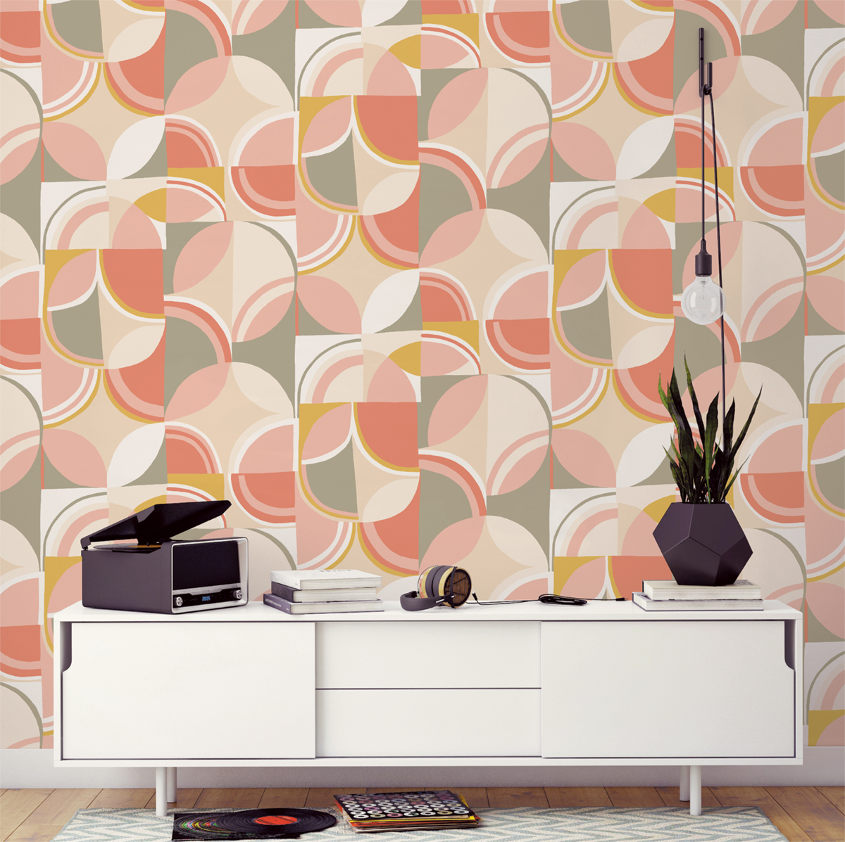 Papier peint Panoramique Rétro Colour Vintage rose - Les Aventures de Lutèce | Réf. LTC-27240603