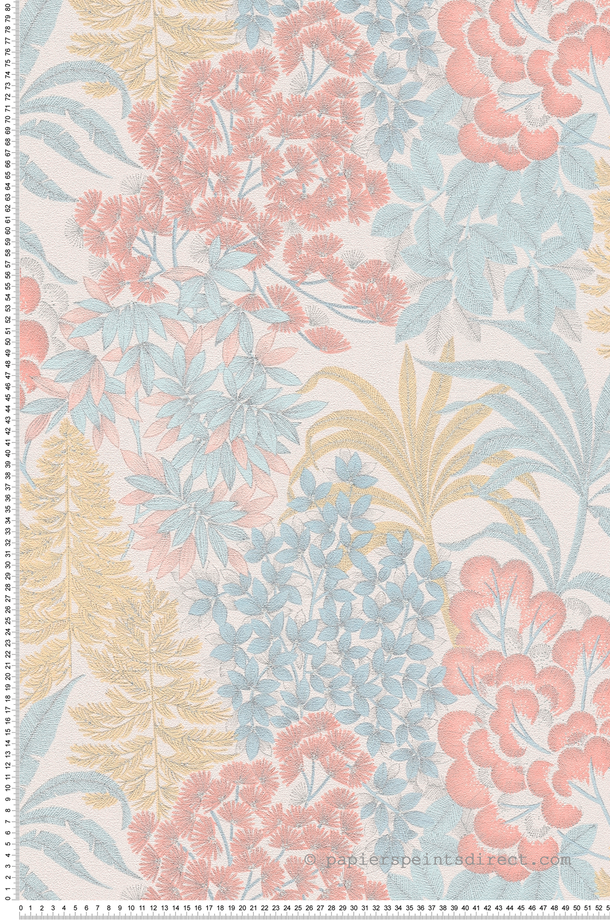 Papier peint Végétal Métal Zoé pastel argenté - Metropolitan Stories 3 d'A.S. Création | Réf. AS-391281