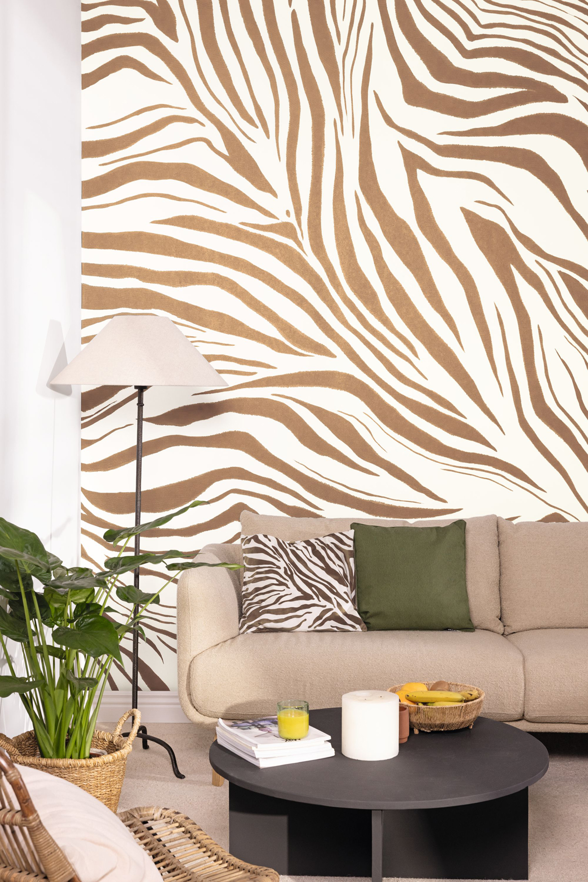 Papier peint panoramique Imprimé Zebra S blanc beige 200X250 - Stay Wild de Casélio | Réf. WILD104960105