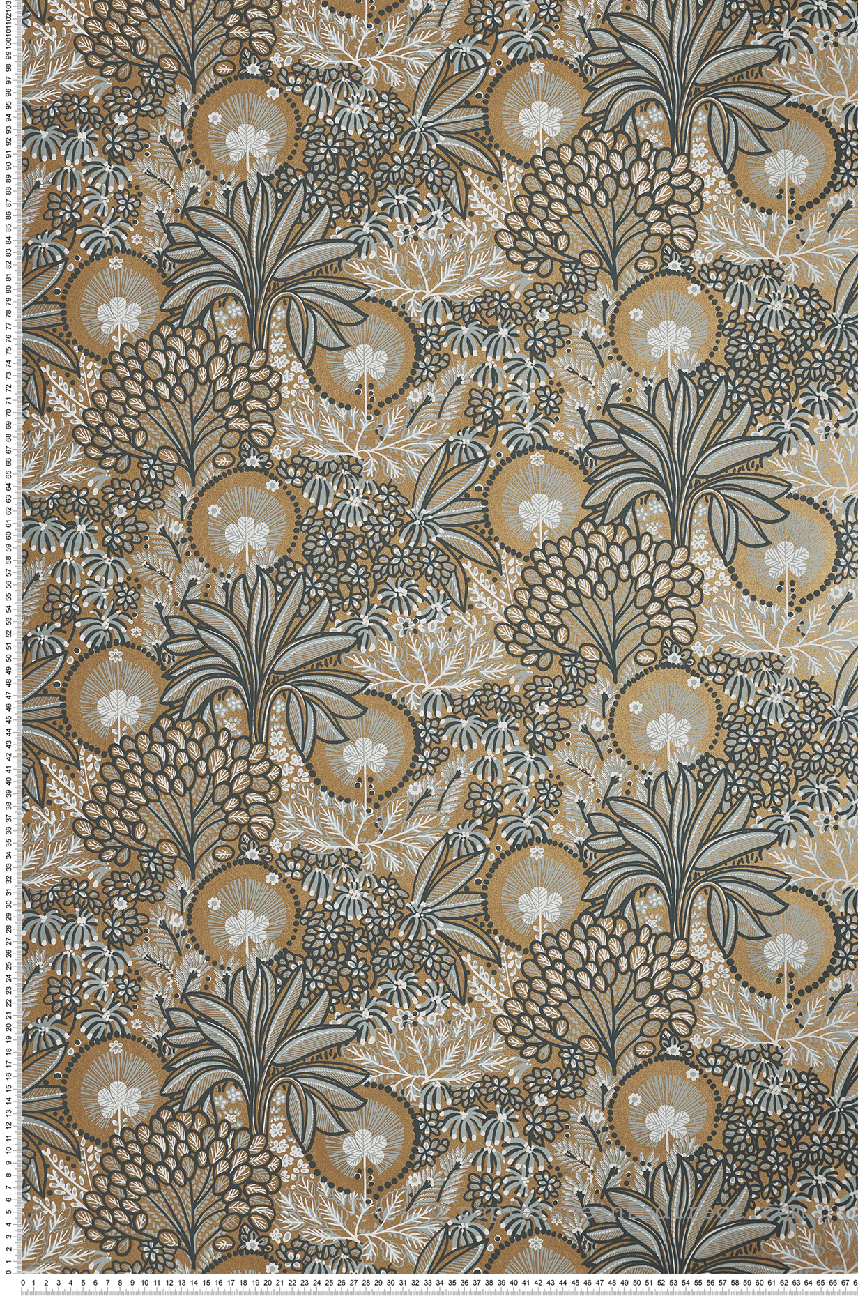 Papier peint Feuillage Persée mordoré - Nuit d'Orient de Casamance | Réf. CAS-75390916