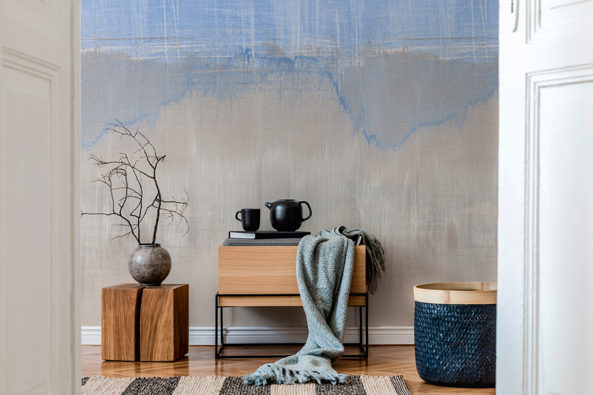 Papier peint panoramique Tissu Aquarelle bleu - The Wall 2 d'A.S. Création | Réf. AS-392331