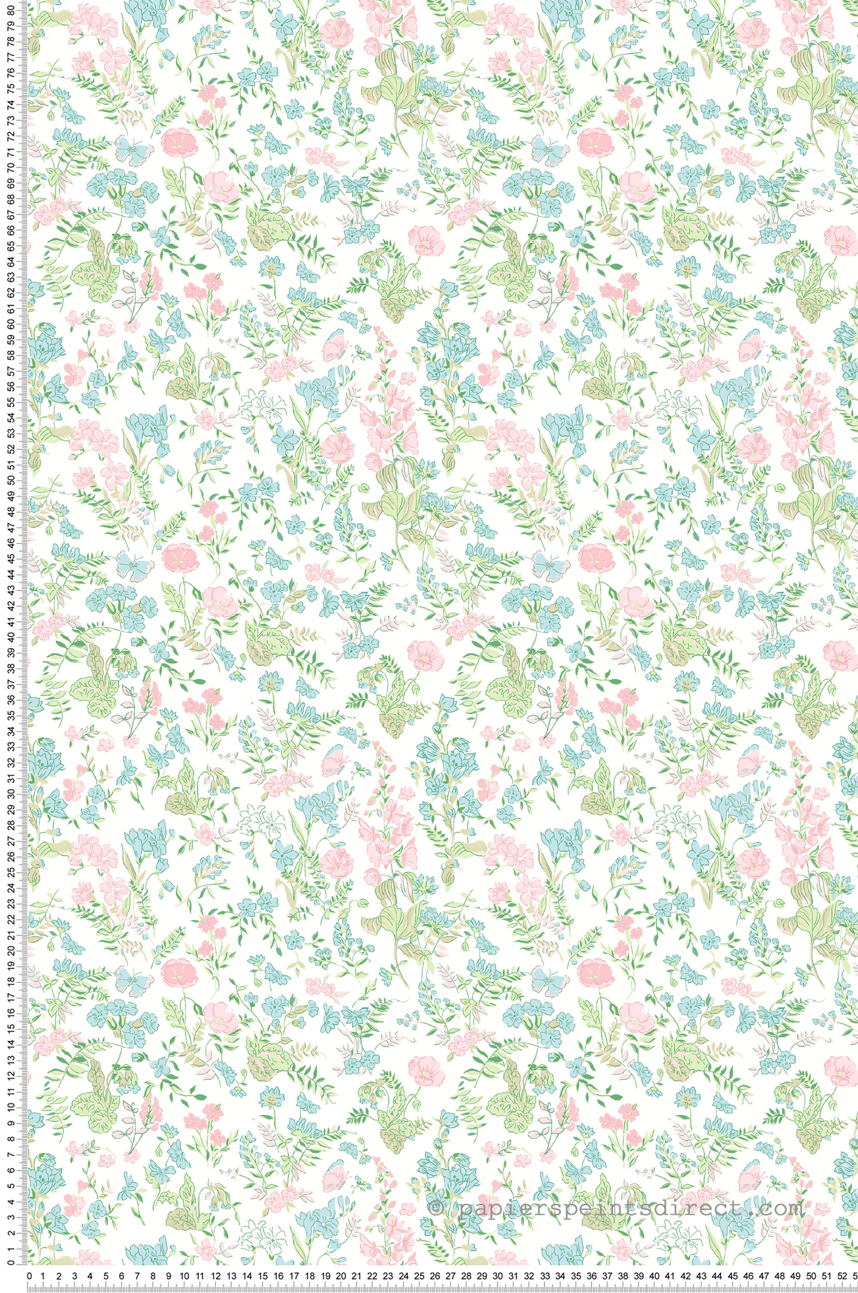 Papier peint Fleurs Balade Parisienne vert bleu - Tartine & Chocolat de Lutèce | Réf. LTC-36230204