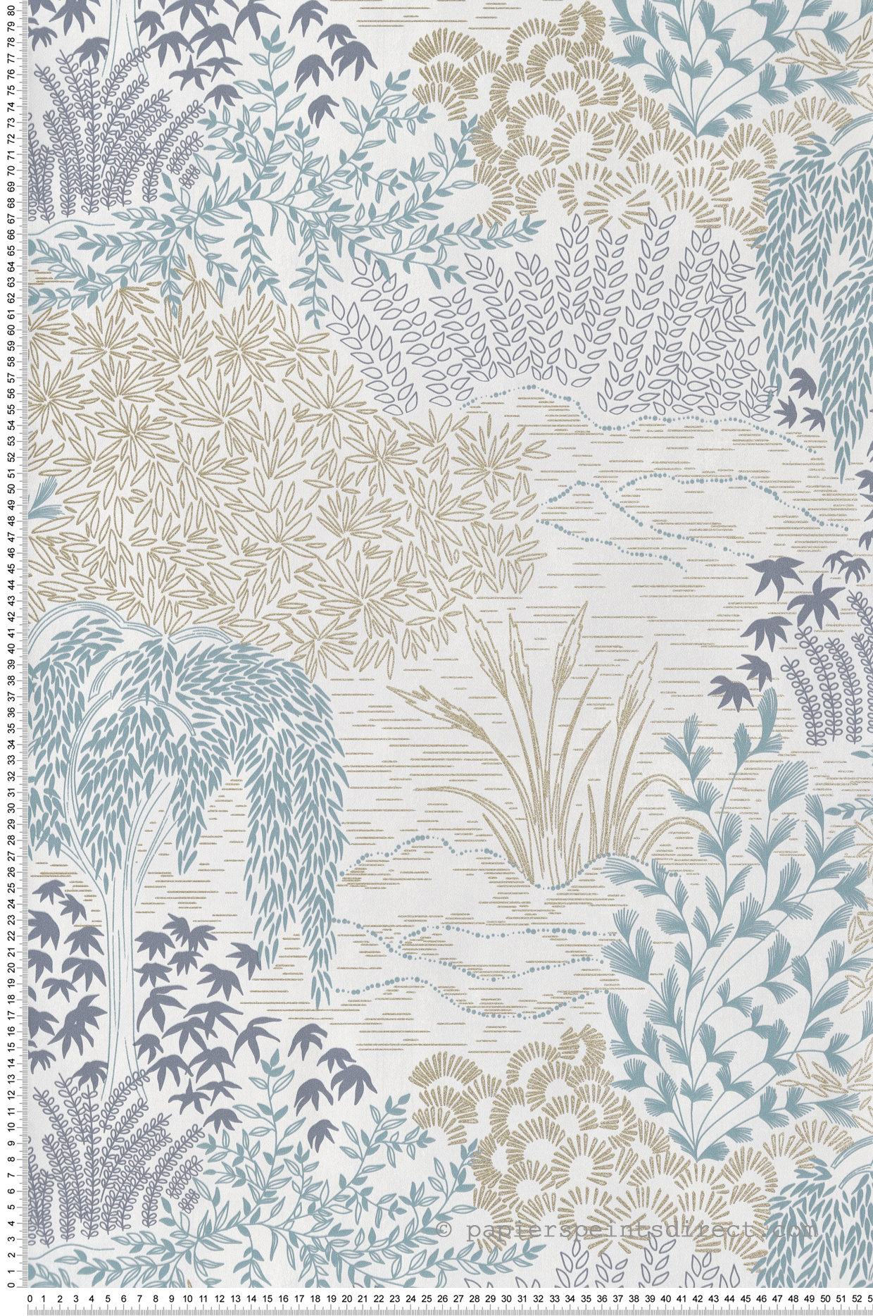 Papier peint Jardin Japonais bleu doré - Cuisines & Bains de Lutèce | Réf. LTC-51231701