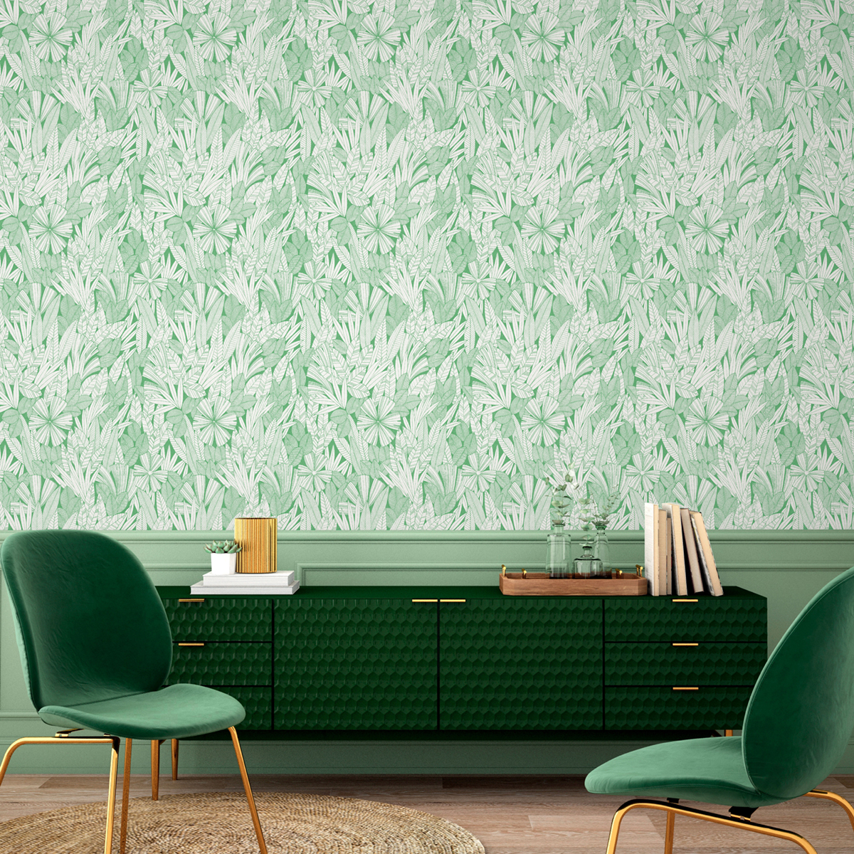 Papier peint Feuille Tropicale Bicolore vert - Happy de Lutèce | Réf. LTC-FD26345