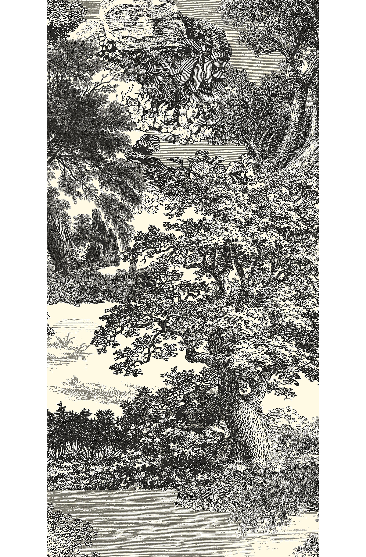 Papier peint panoramique Toile de Jouy Salcey anthracite - C H260 - Amazone de Masureel | Réf. MAS-DGSAL1013-260