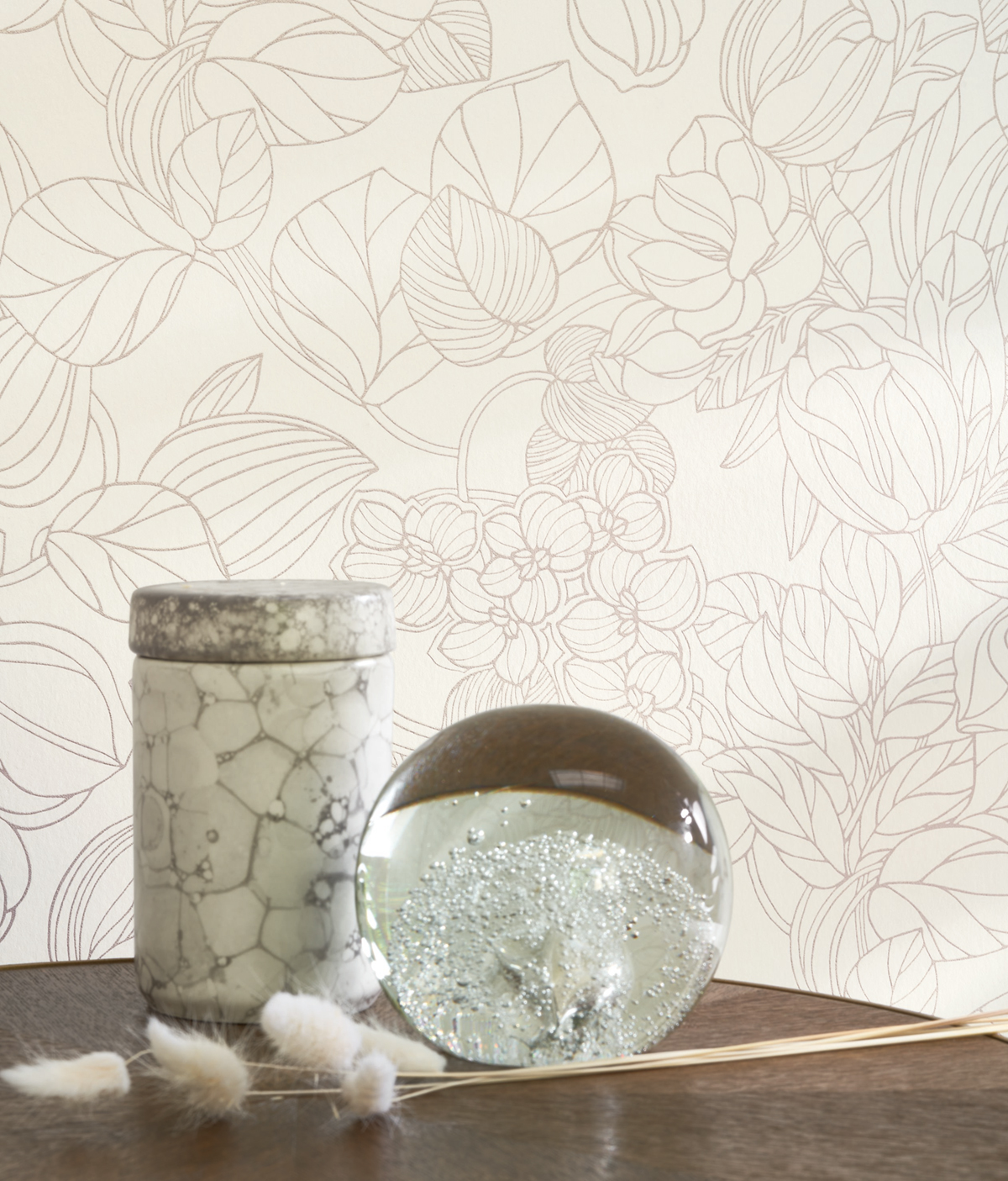 Papier peint Fleurs Gravure blanc - 1930 de Casadéco | Réf. MNCT85720010