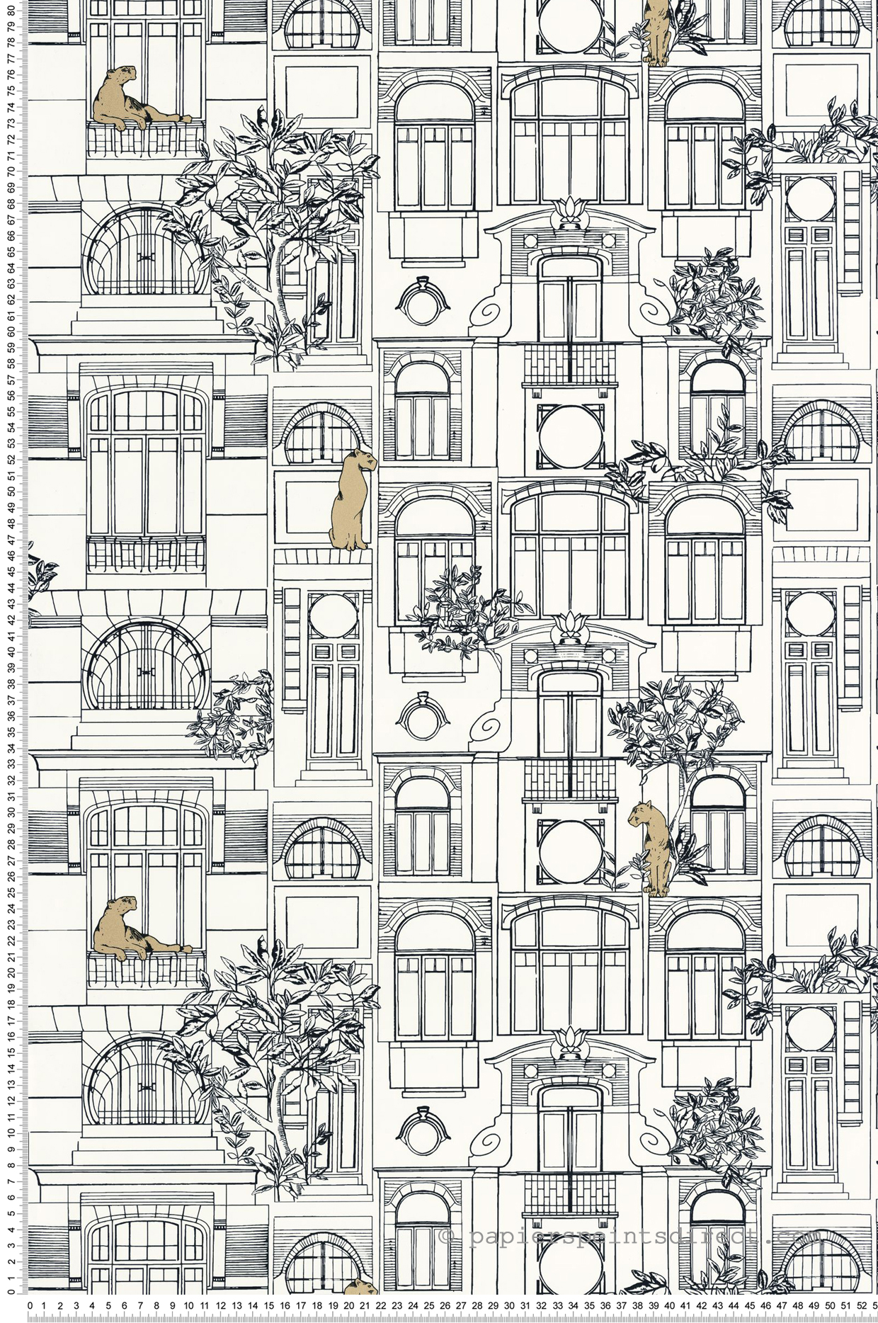 Papier peint Panthère James noir blanc or - Golden Age de Casélio | Réf. GAG103780973