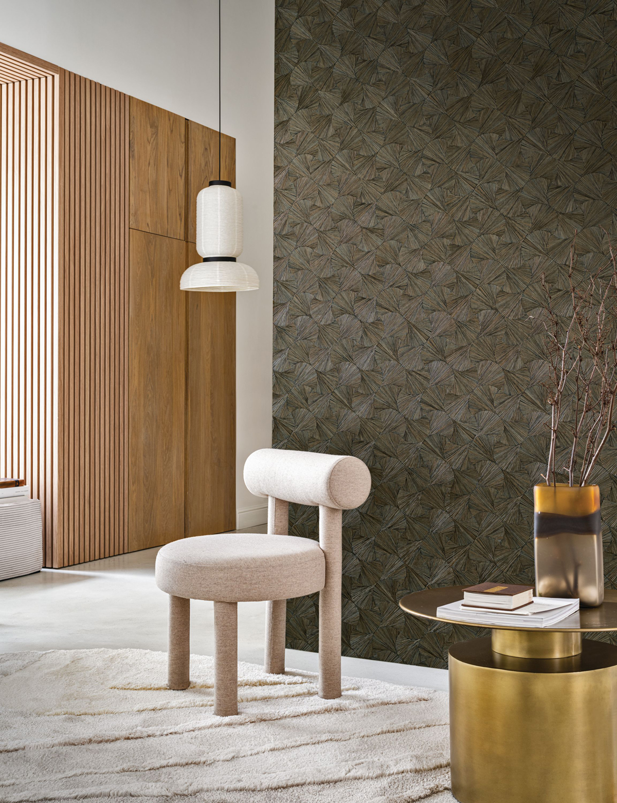 Papier peint Ecaille Végétale Lombok kaki - Archipel de Casamance | Réf. CAS-75321436