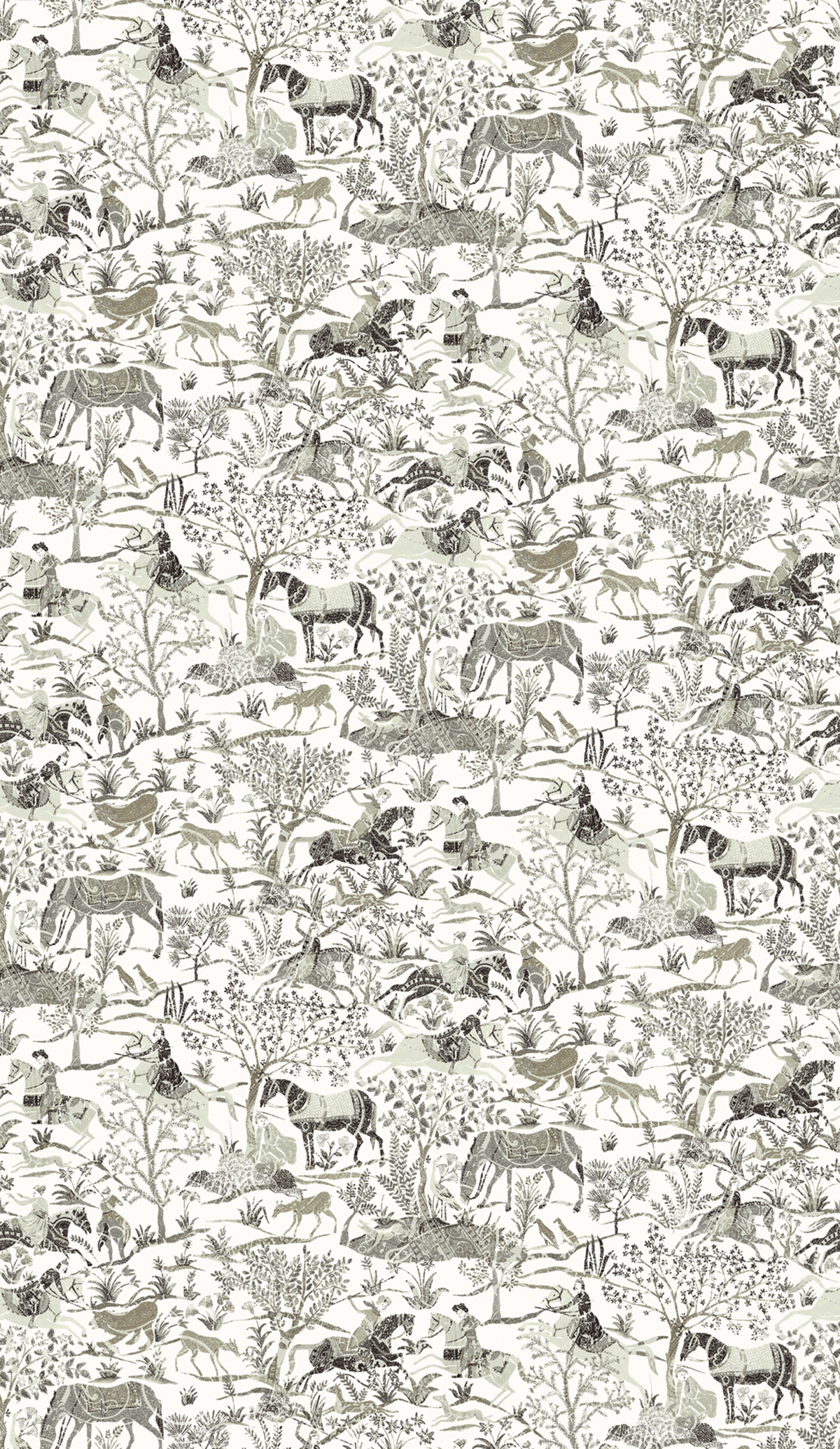 Papier peint panoramique Chevaux Cachemire Marwari gris - A et B H300 - Summer de Masureel | Réf. MAS-DGSUM101X