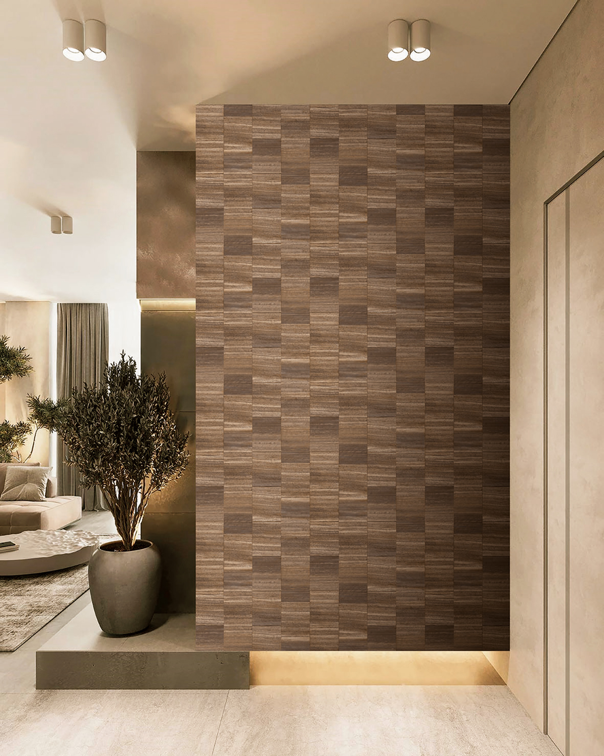 Papier peint Béton Urbain Carreaux marron - Vancouver de Montecolino | Réf. MC-SY27534