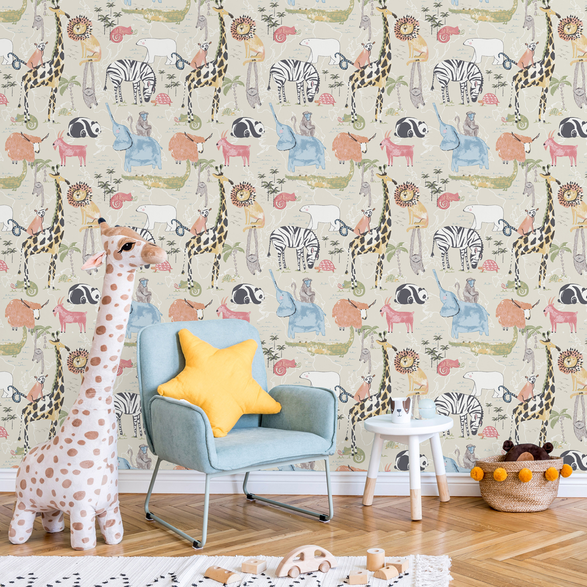 Papier peint Animaux Safari grège - Imagine de Lutèce AMB2 | Réf. LTC-DL27540