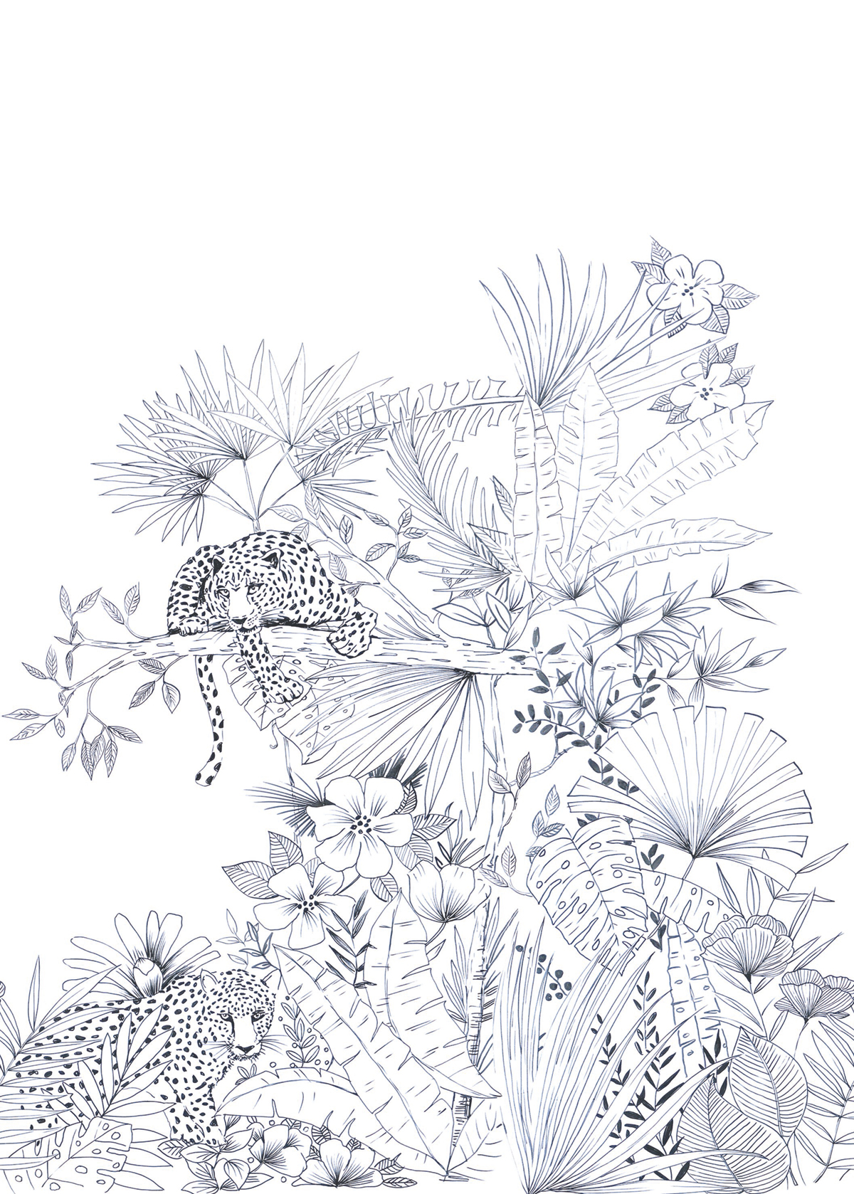 Papier peint Panoramique Animal léopard Kenya noir et blanc - L'odyssée de Casélio | Réf. OYS101479919