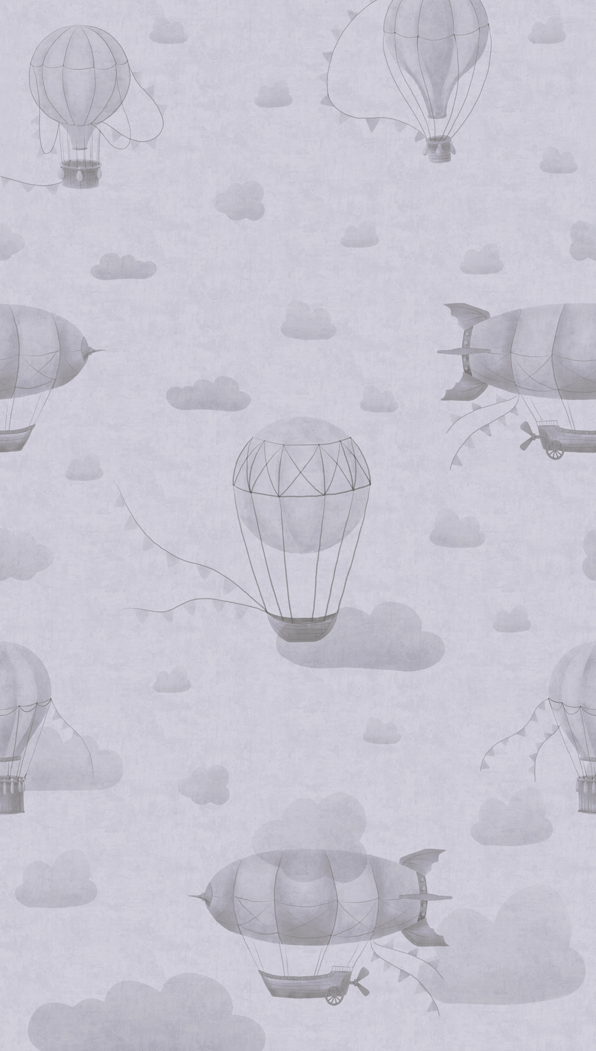 Papier peint panoramique Montgolfière et Nuage gris - Lilly & Luis d'A.S. Création | Réf. AS-770612