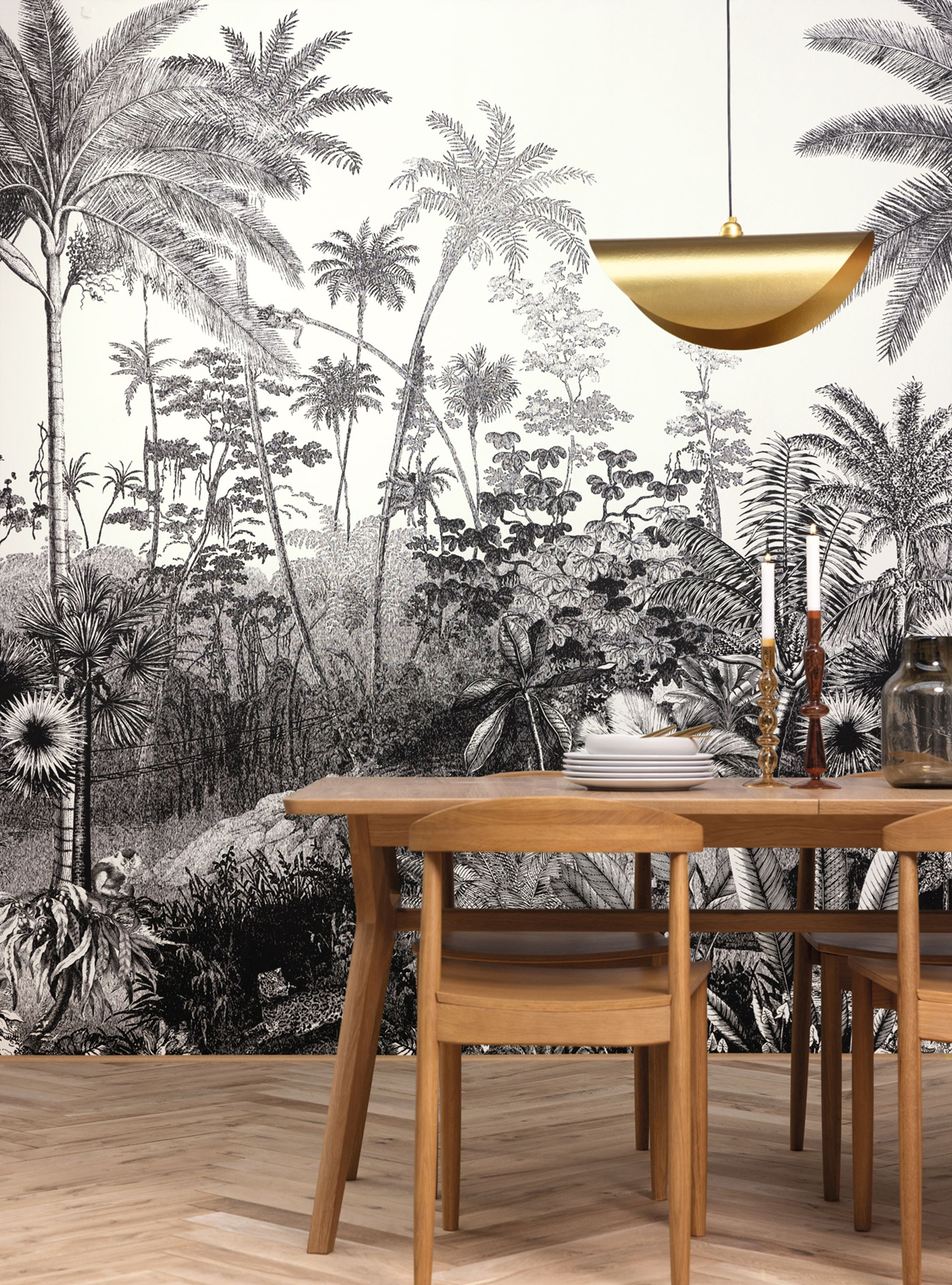 Papier peint panoramique Jungle Fantastic Forest noir et blanc - Moonlight 2 de Casélio AMB | Réf. MLGT104150945