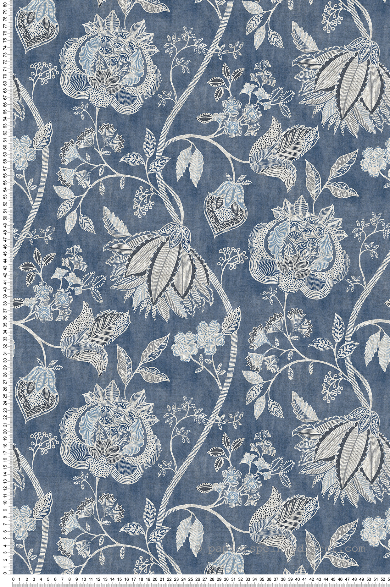 Papier peint Fleur Indienne bleu - Aristide de Lutèce | Réf. LTC-3852-3